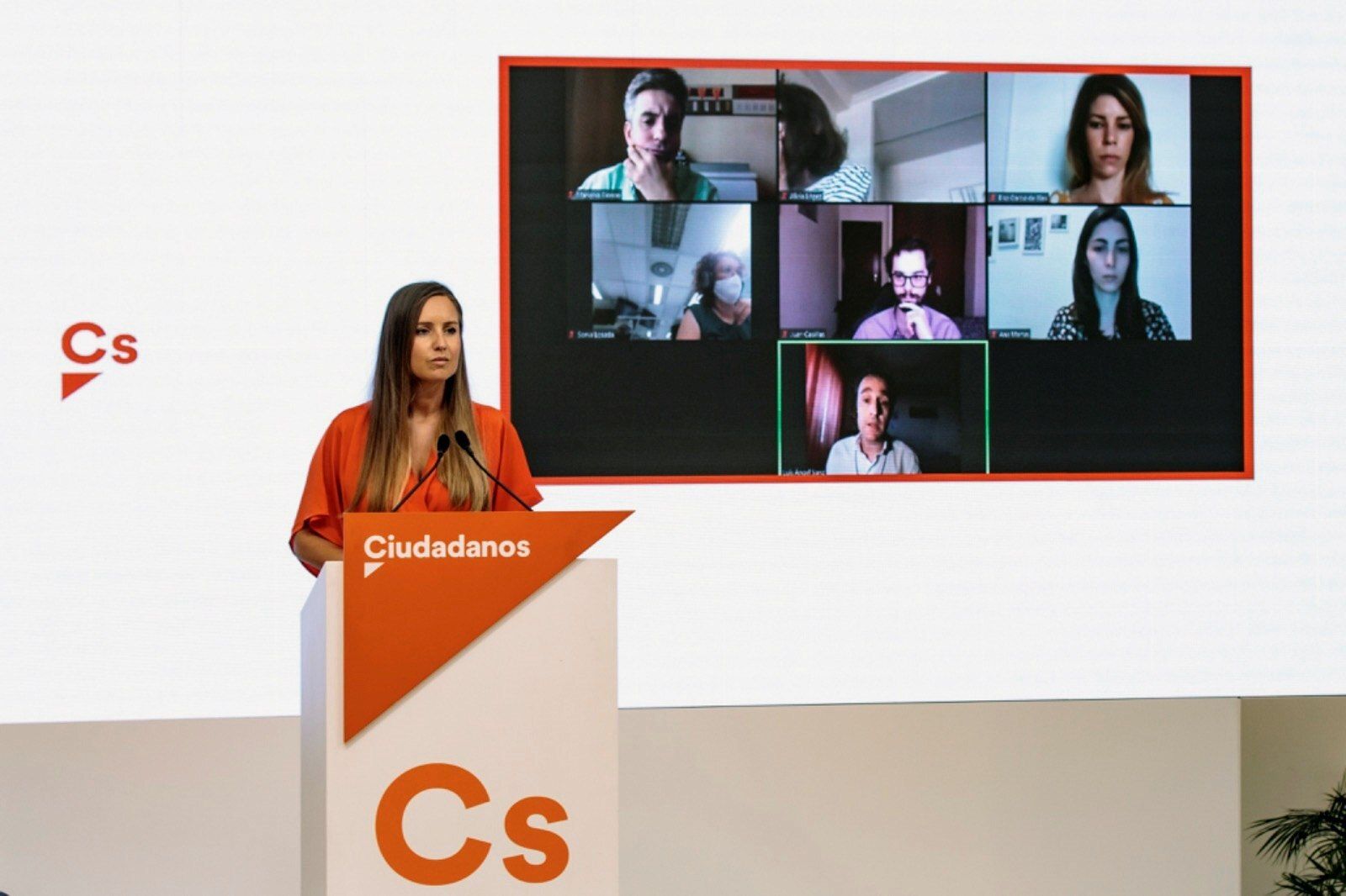 La portavoz de Ciudadanos, Melisa Rodríguez tras la reunión telemática que ha celebrado este lunes el Comité Permanente Nacional de Ciudadanos.