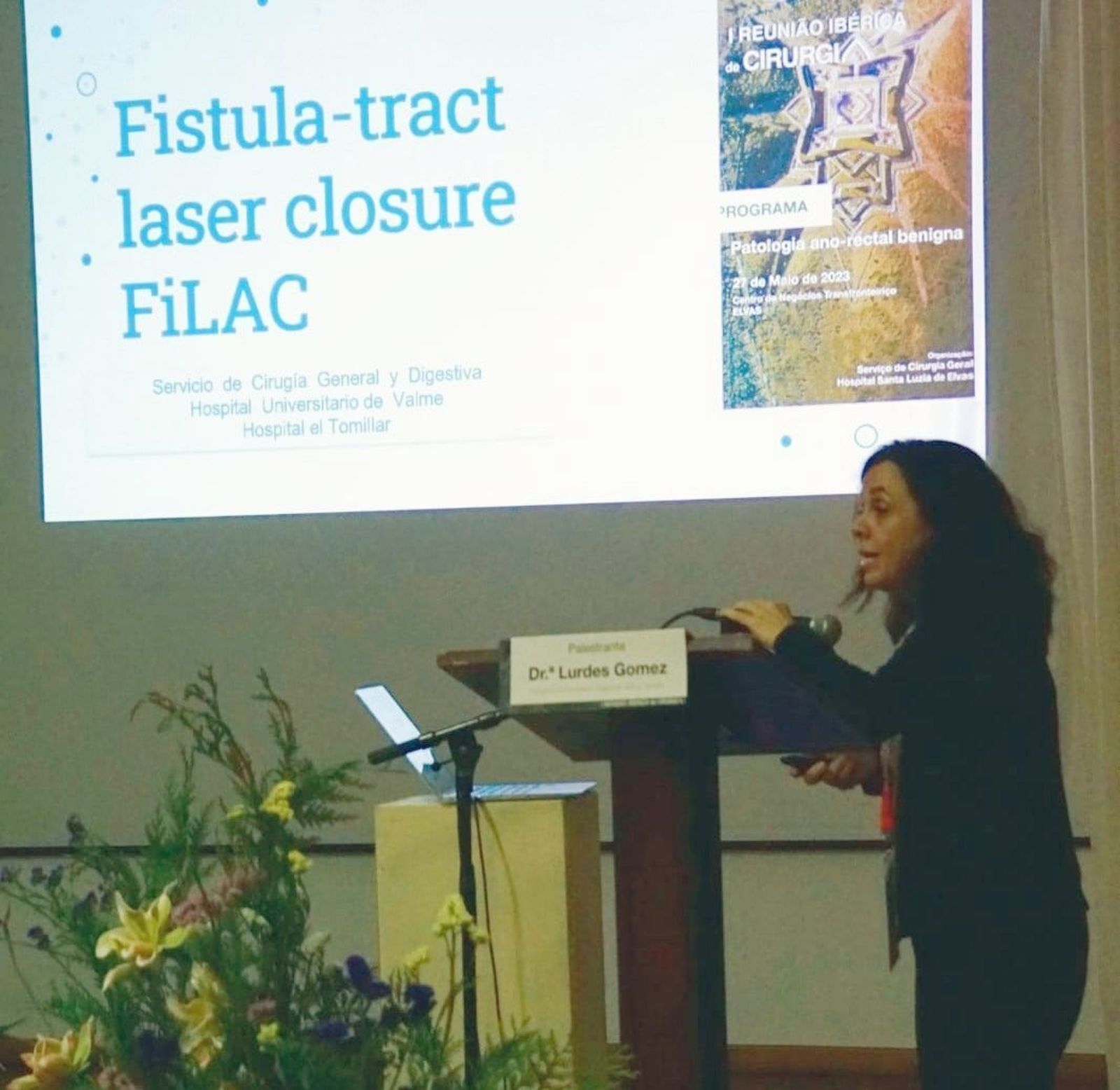 Lourdes Gómez Bujedo, durante su ponencia como invitada a este congreso celebrado en Portugal.