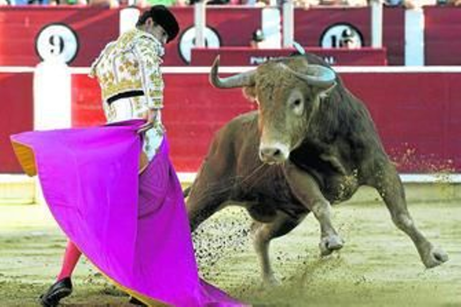 Daniel Luque en una media verónica a su primer toro, ayer, en la plaza de Albacete.