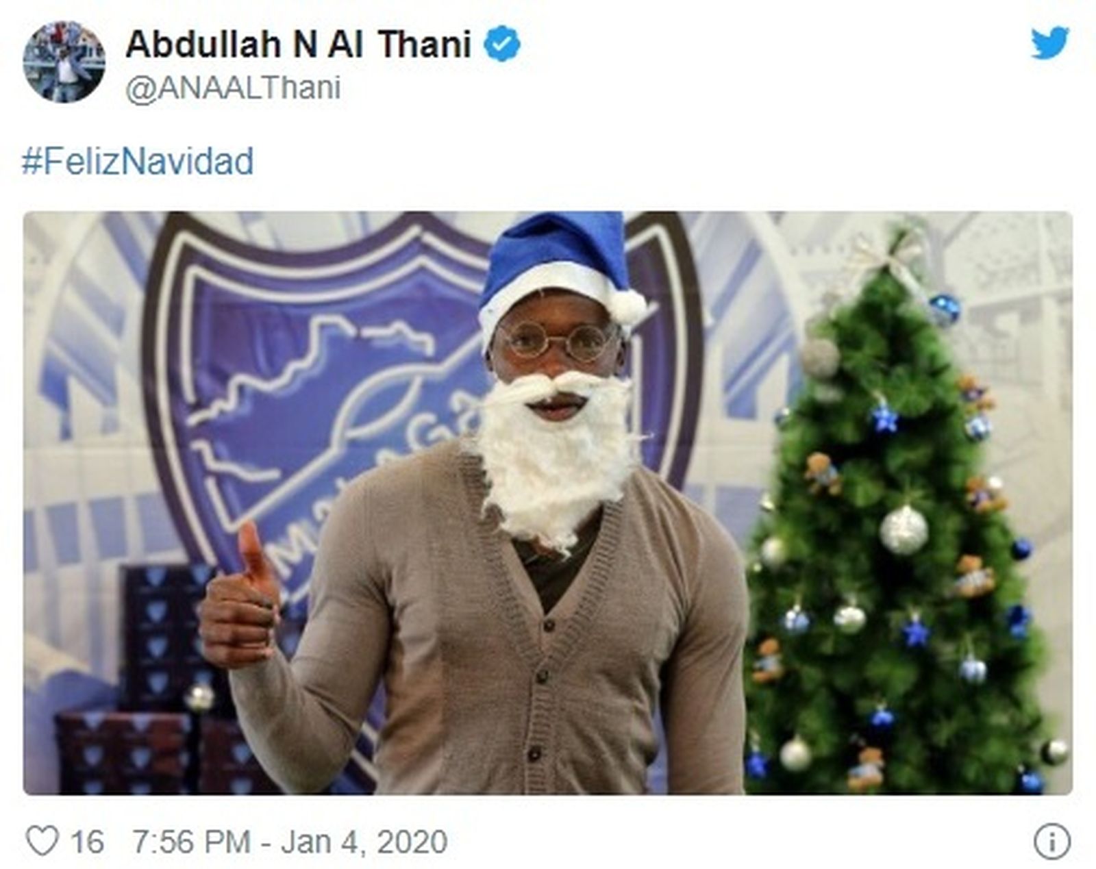 Mensaje en Twitter del jeque Al-Thani.