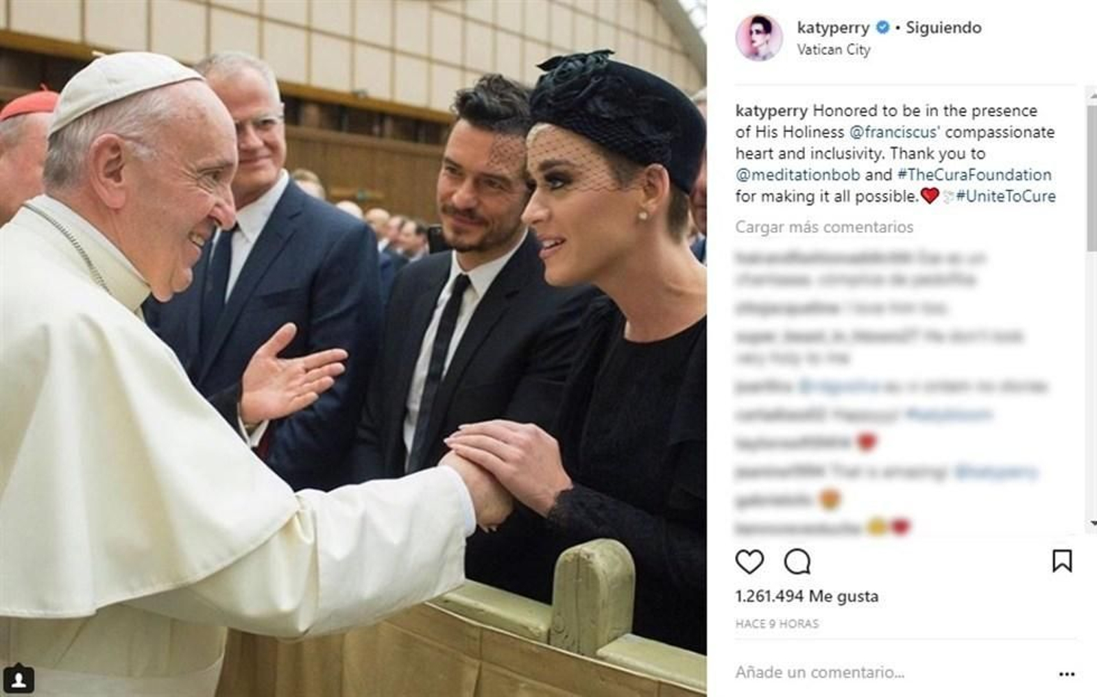 El Papa 'bendice' la relación de Katy Perry y Orlando