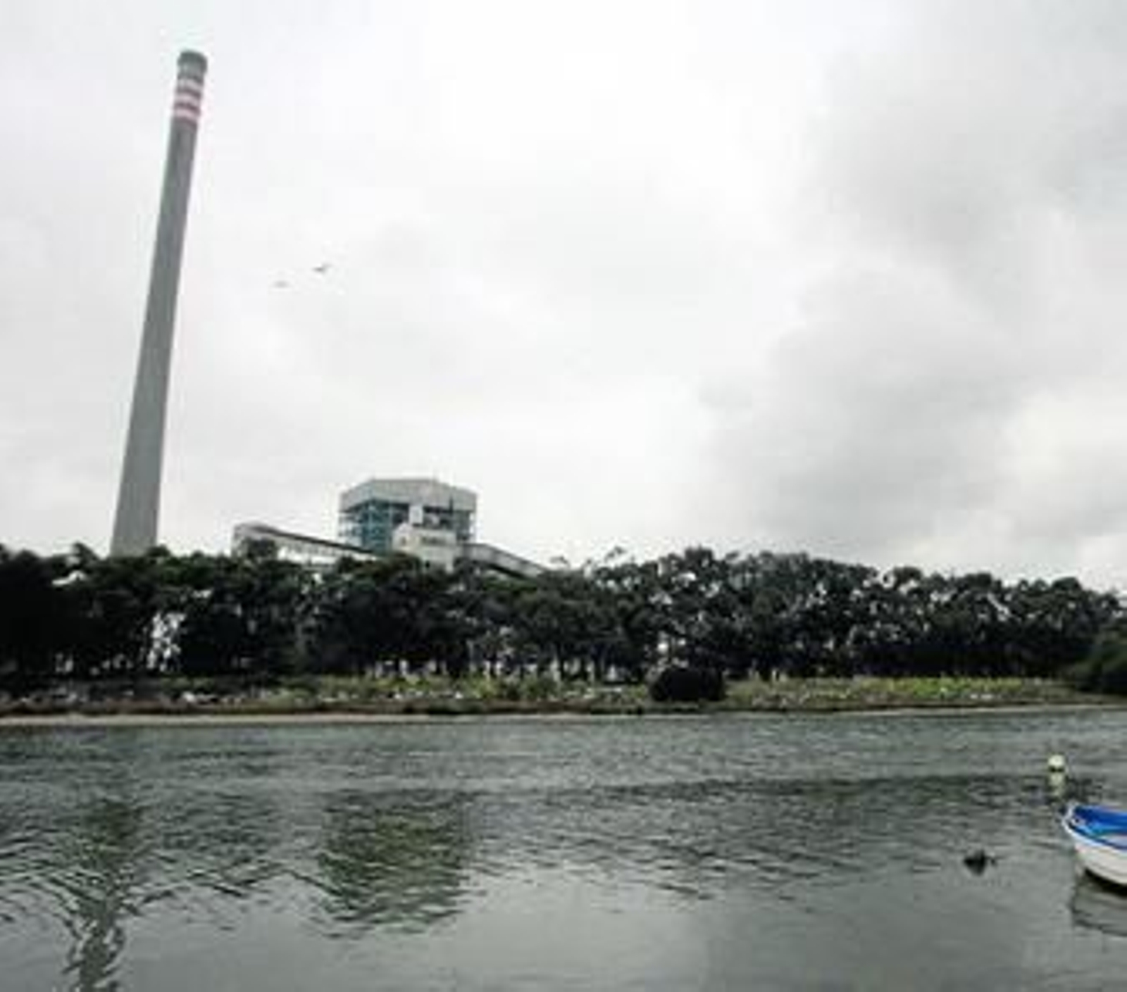 Imagen de las instalaciones de la central térmica barreña vista desde el río Guadarranque.