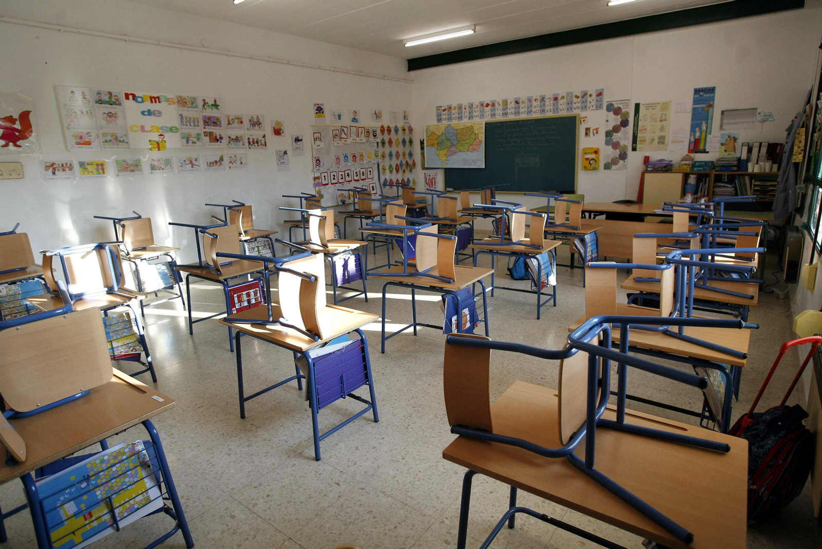 El aula de un colegio antes de iniciar las clases