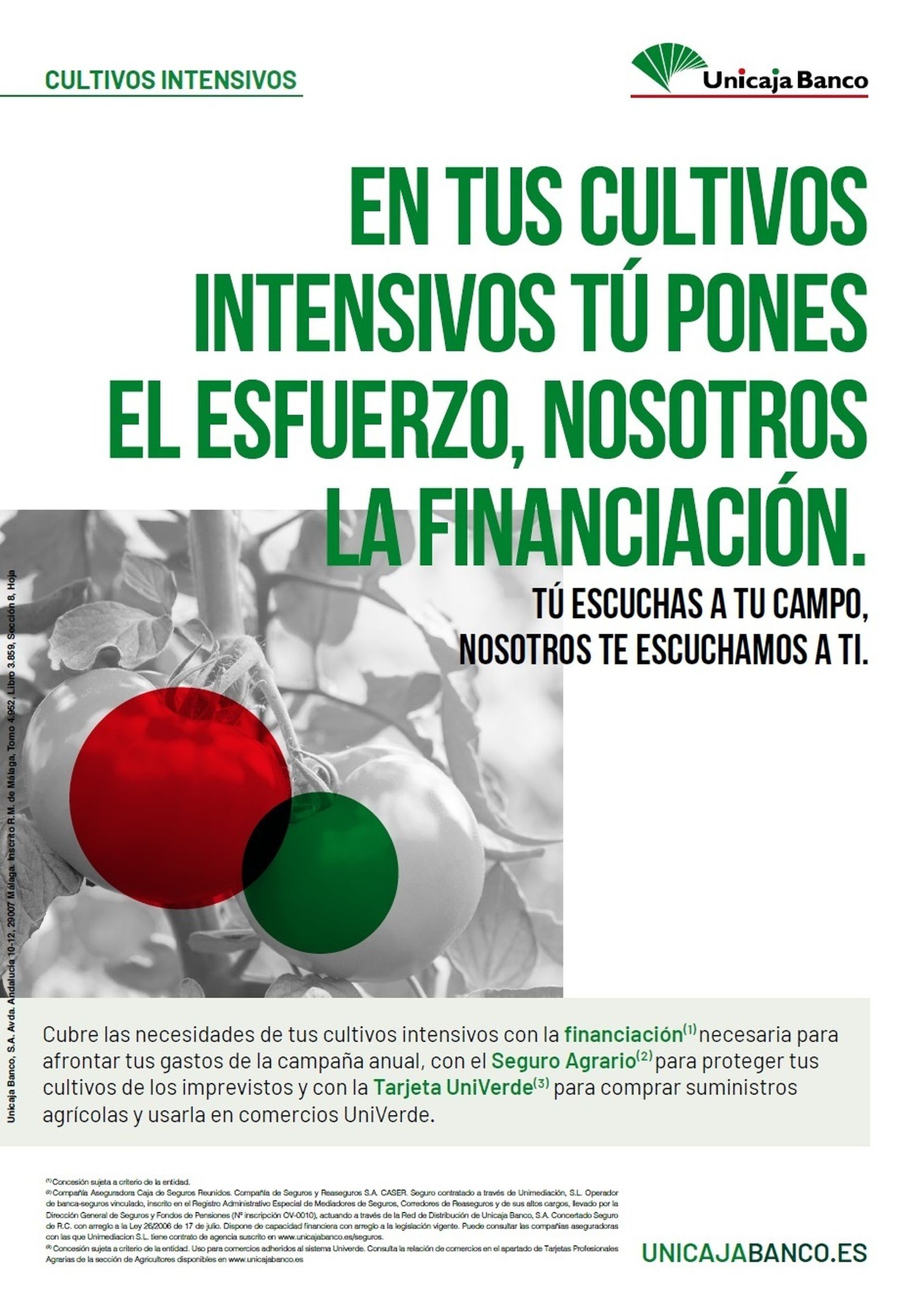 Imagen de la campaña 'Cultivos Intensivos' de Unicaja Banco.
