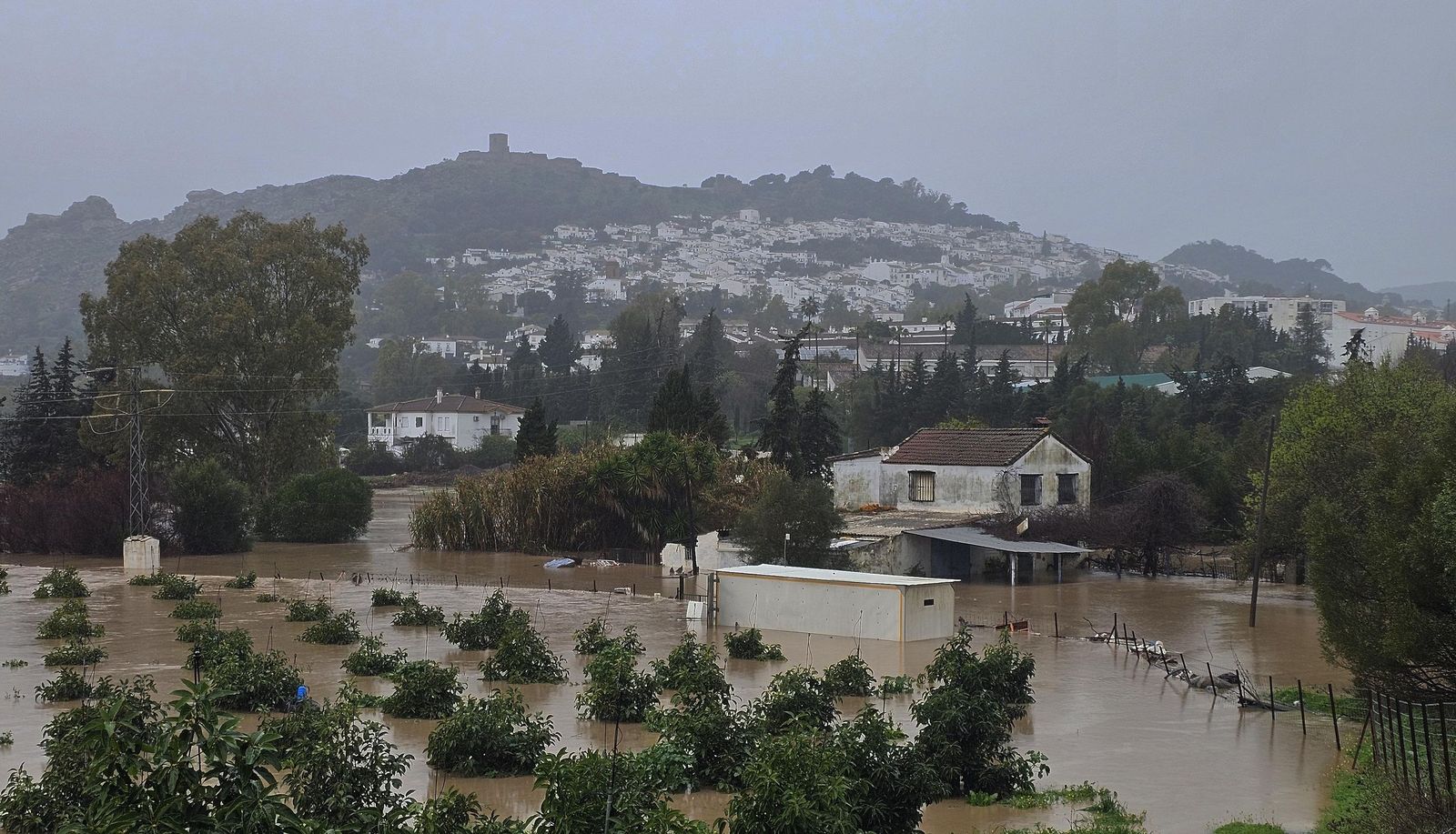 Fotos del temporal de lluvia y viento por la borrasca Kristin en Jimena de la Frontera, San Pablo de Buceite y San Martín del Tesorillo