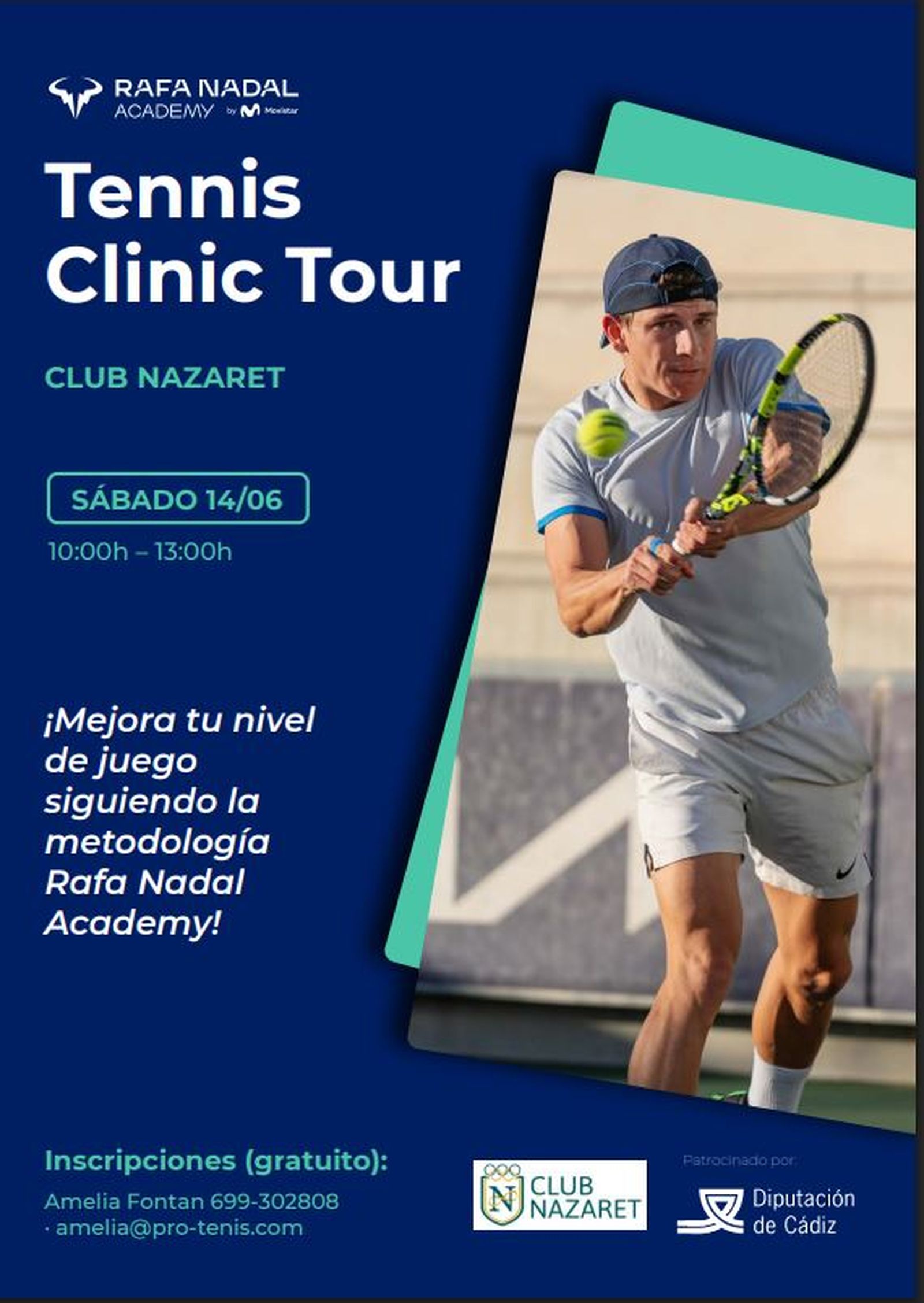 Detalle del cartel anunciador del clinic de la Rafa Nadal Academy en el Club Nazaret.