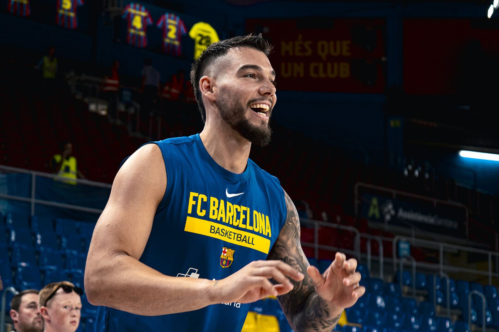 Barça-Unicaja: Calentamiento en el Palau Blaugrana