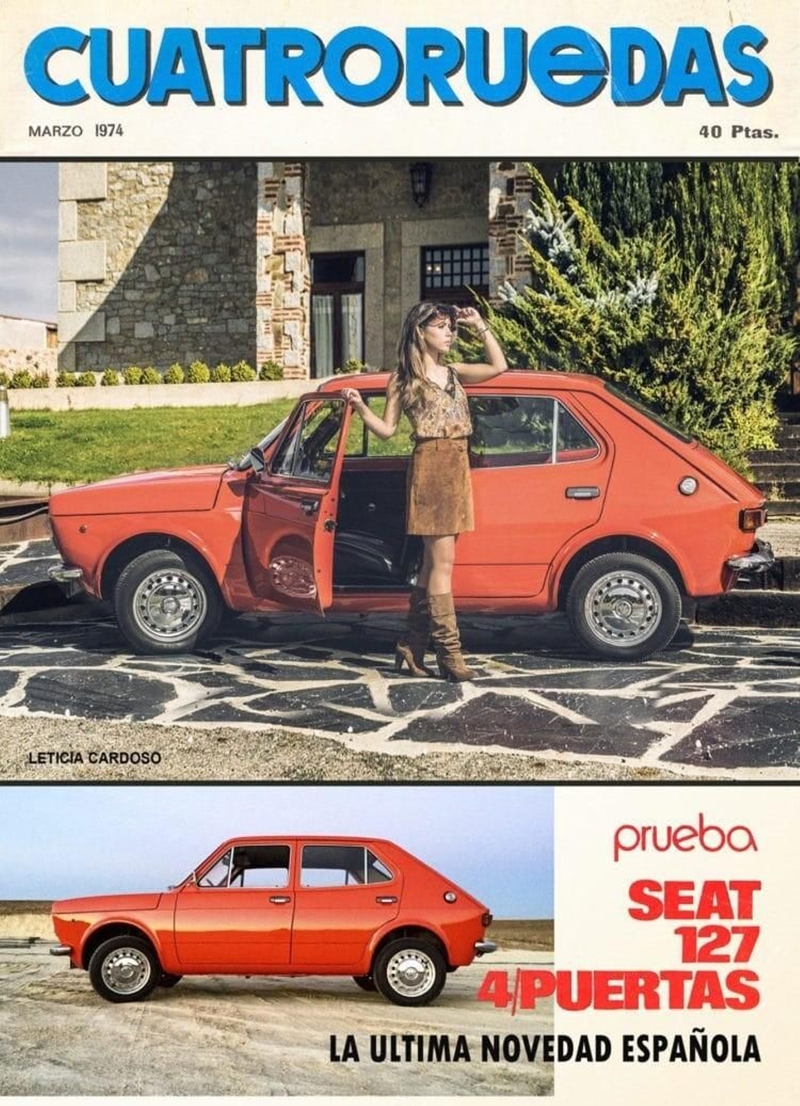 Portada reutilizada por Le Petit Atellier sobre la revista Cuatro Ruedas de marzo de 1974