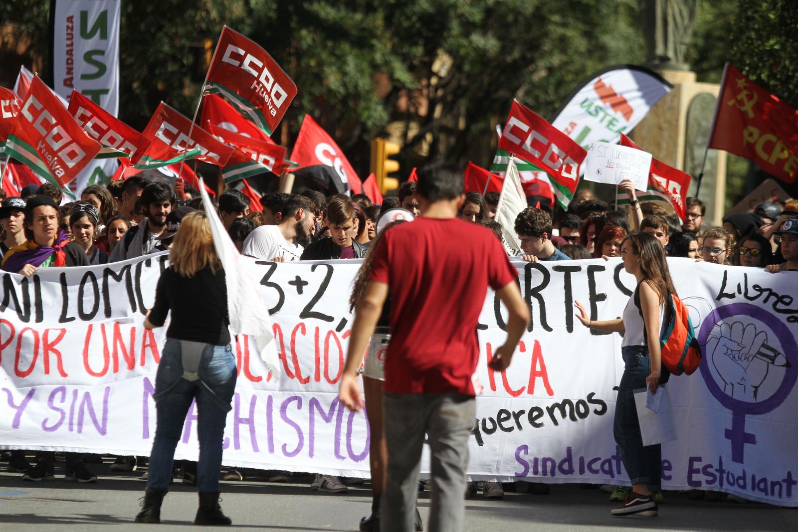 Imágenes  de la manifestación contra la Lomce en Huelva