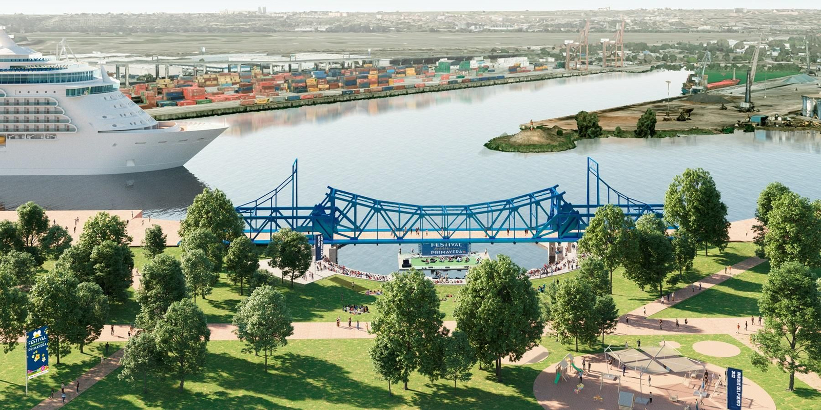 Recreación de cómo quedará el Puente de Hierro en el Distrito Urbano Portuario