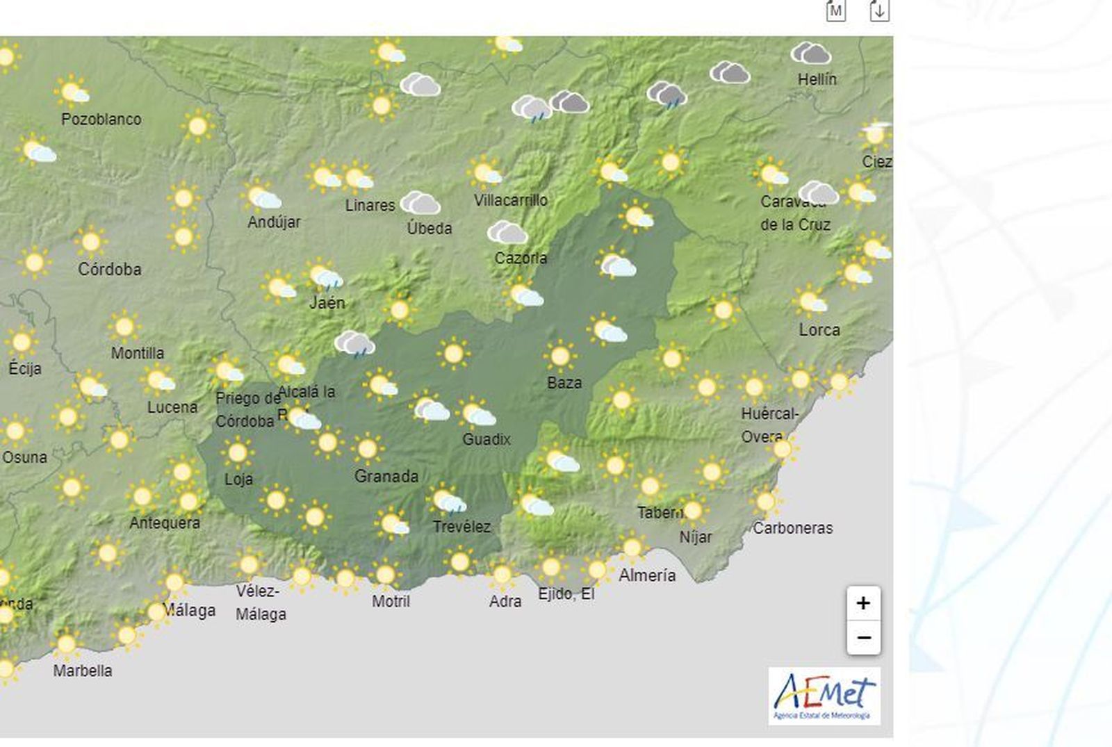El Tiempo en Granada el 3 de junio de 2024