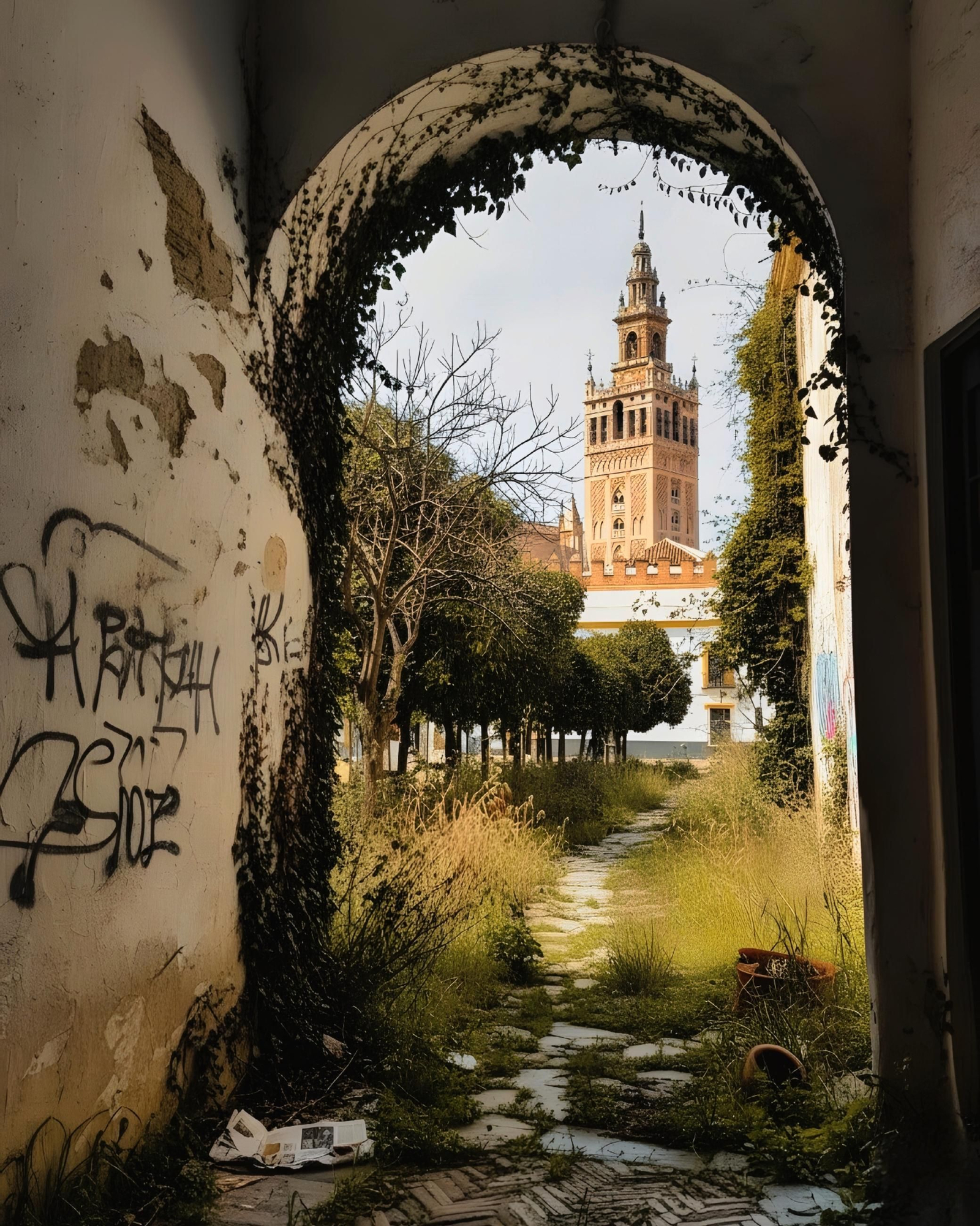 Fotografía de La Giralda editada con inteligencia artificial.