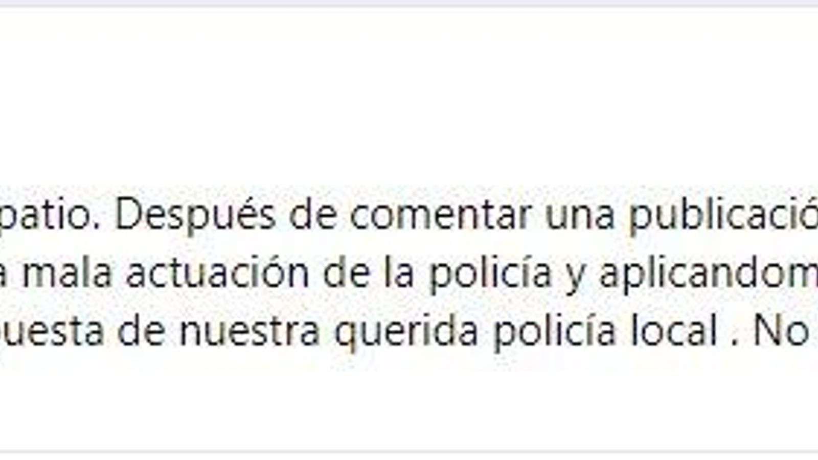 Comentario de un usuario de Facebook