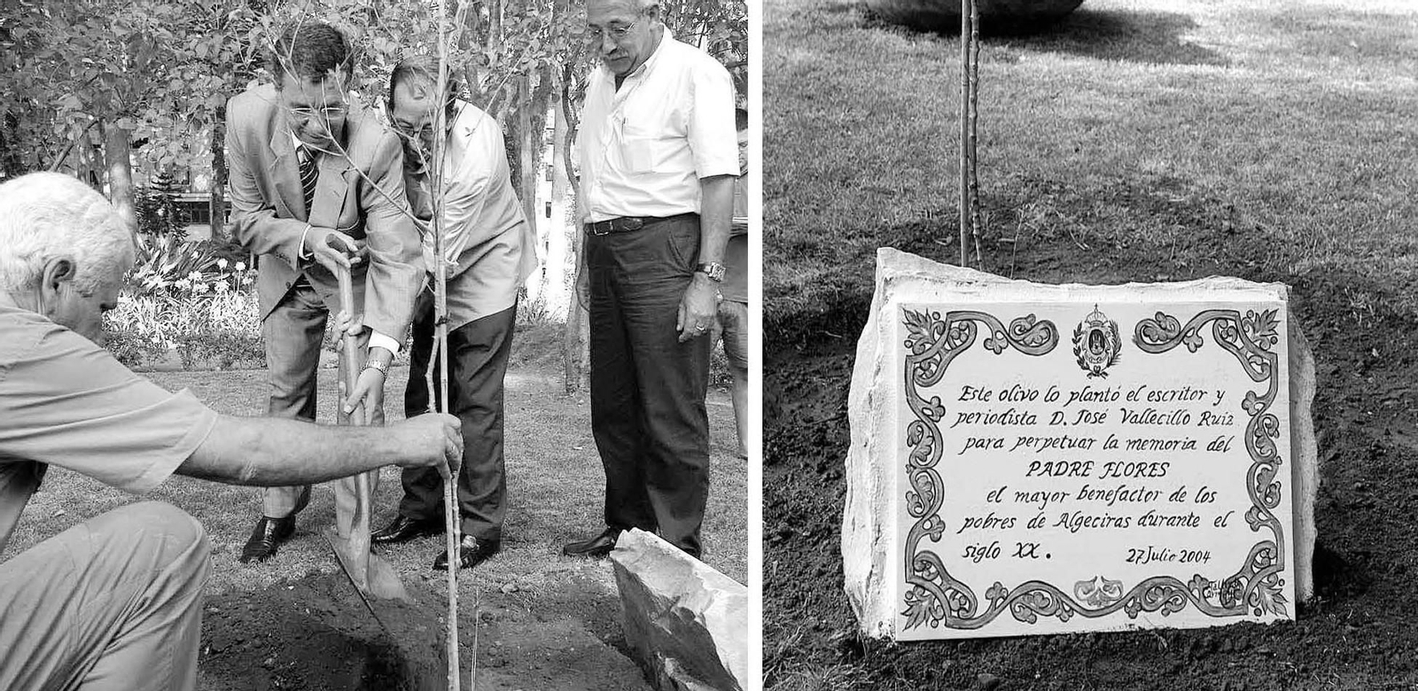 Fotografías tomadas cuando Vallecillo, Palacios y el concejal Javier Pérez Pelayo plantaron el olivo