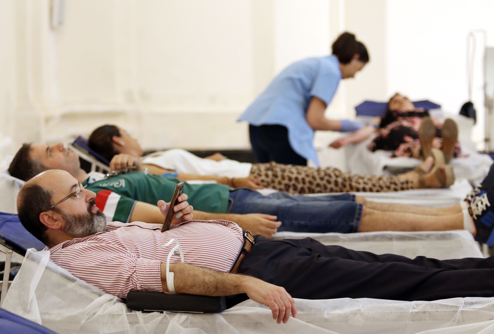 Detalle de una campaña de transfusión sanguínea.