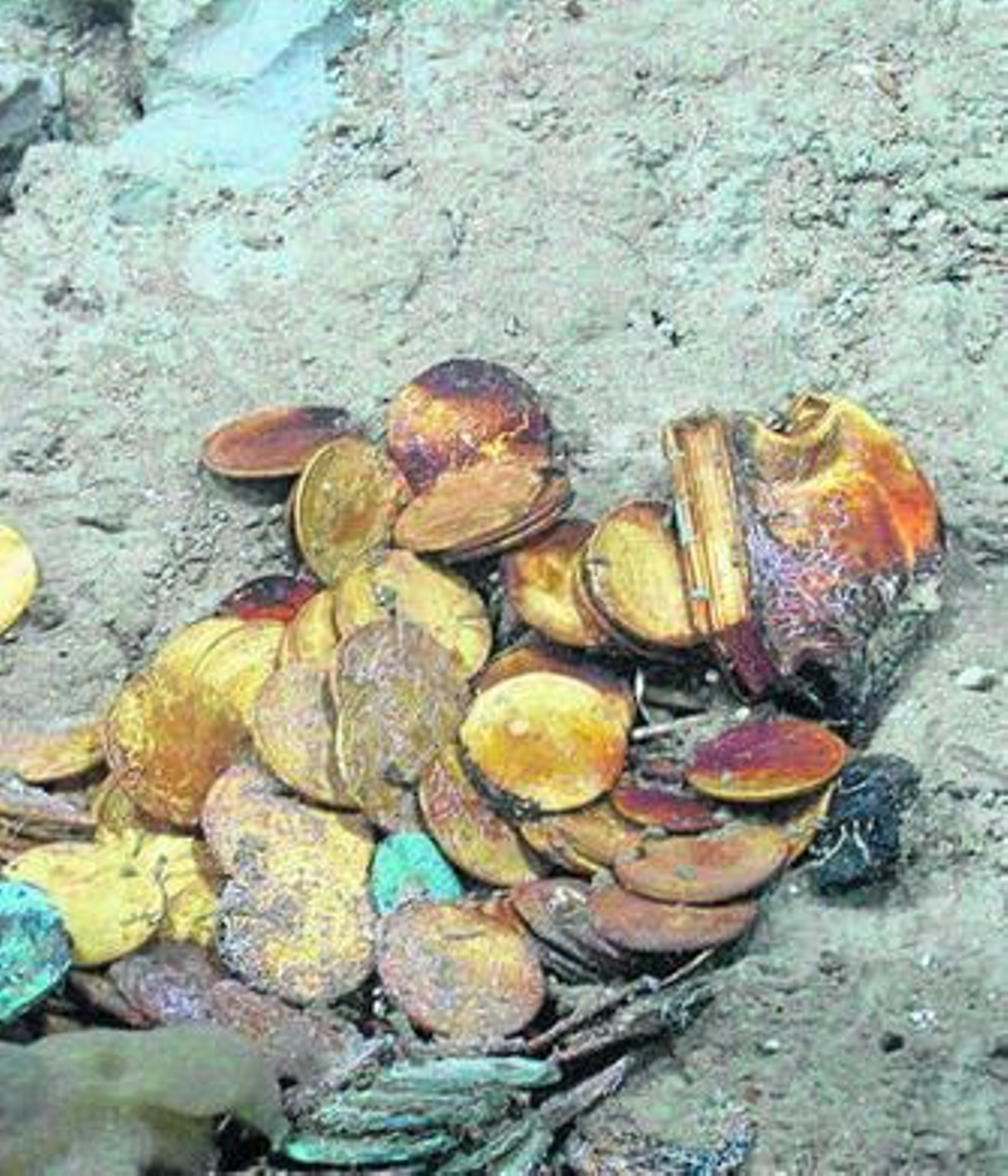 Monedas de oro del tesoro hallado en el Odyssey.