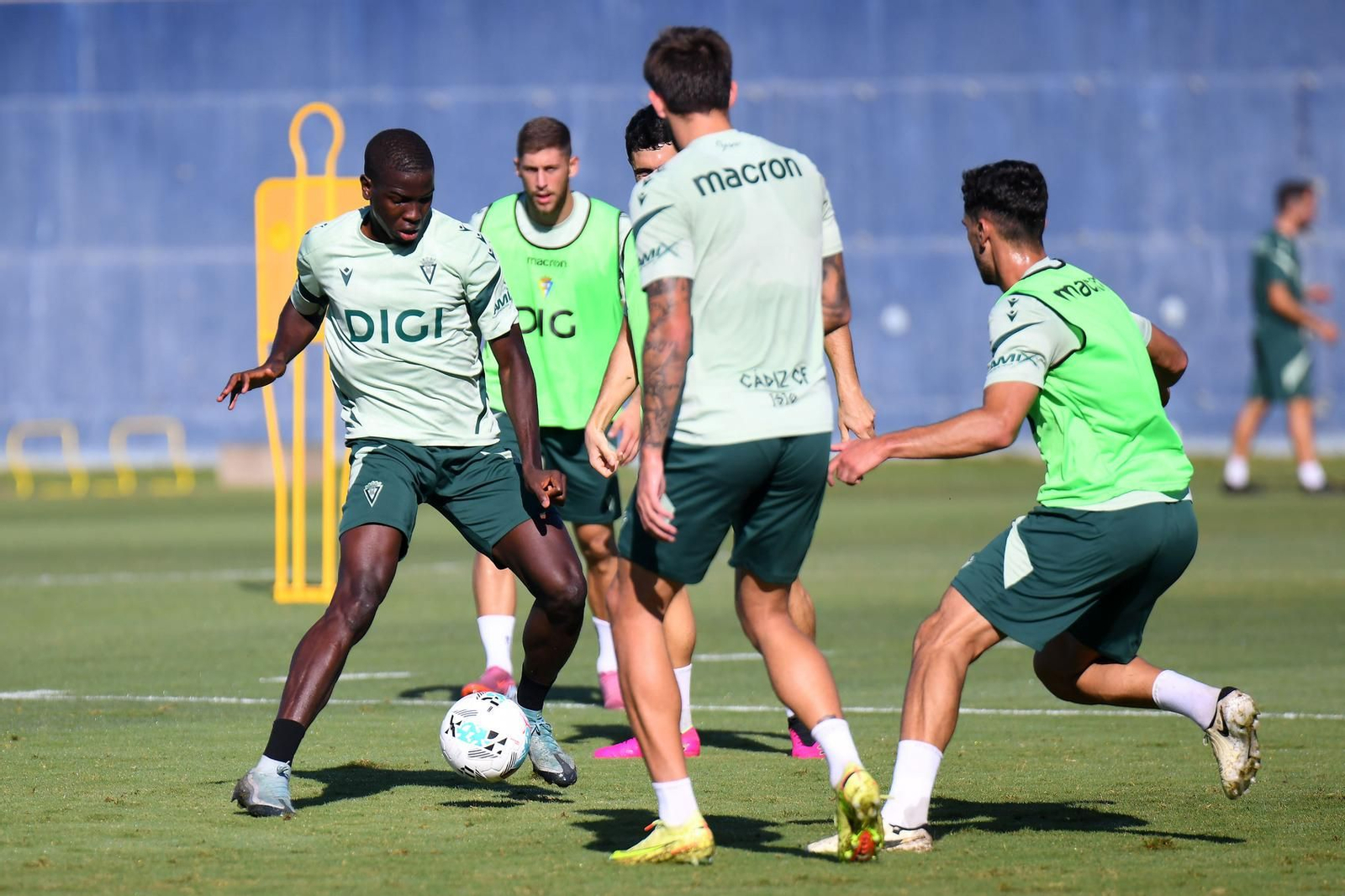 Un instante del entrenamiento del jueves.