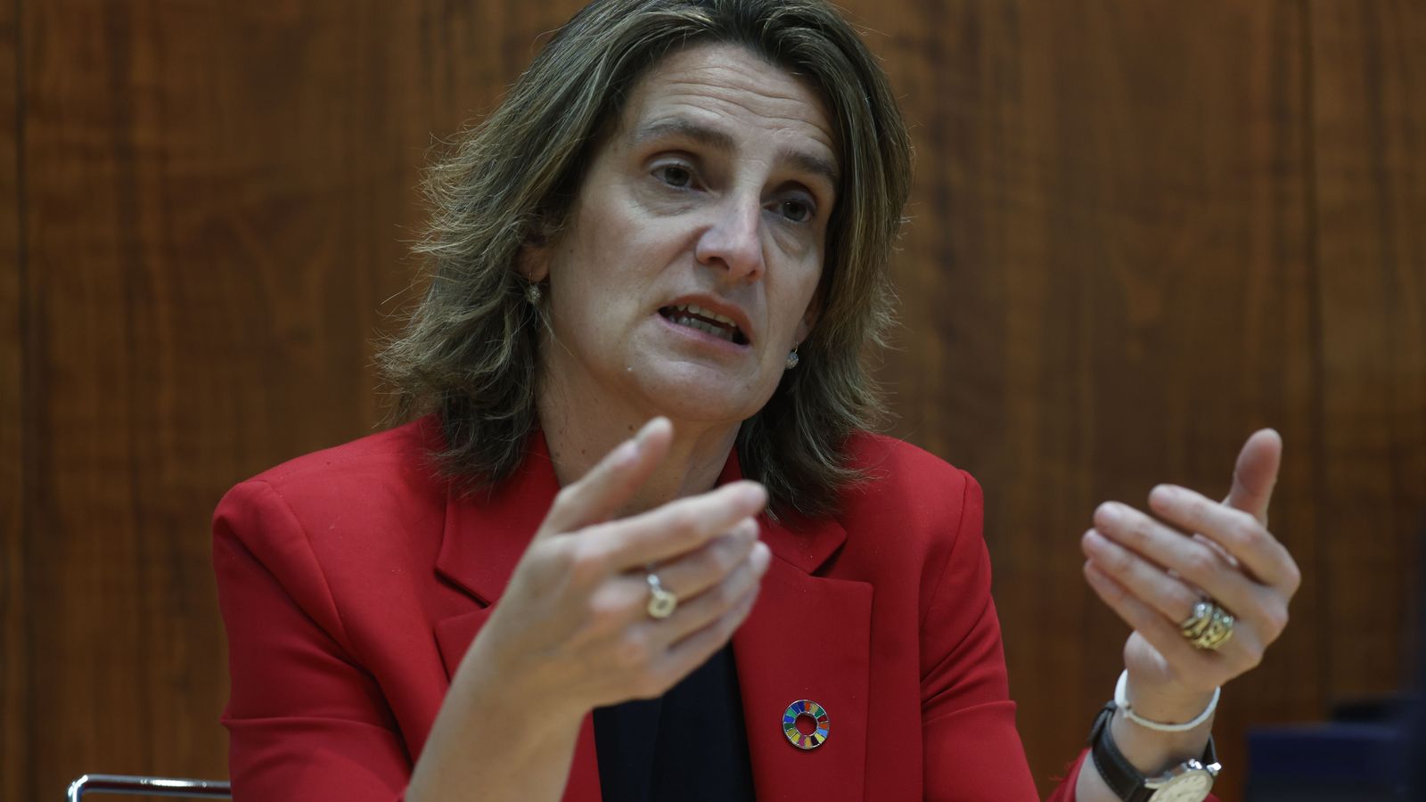 La vicepresidenta tercera durante la entrevista.