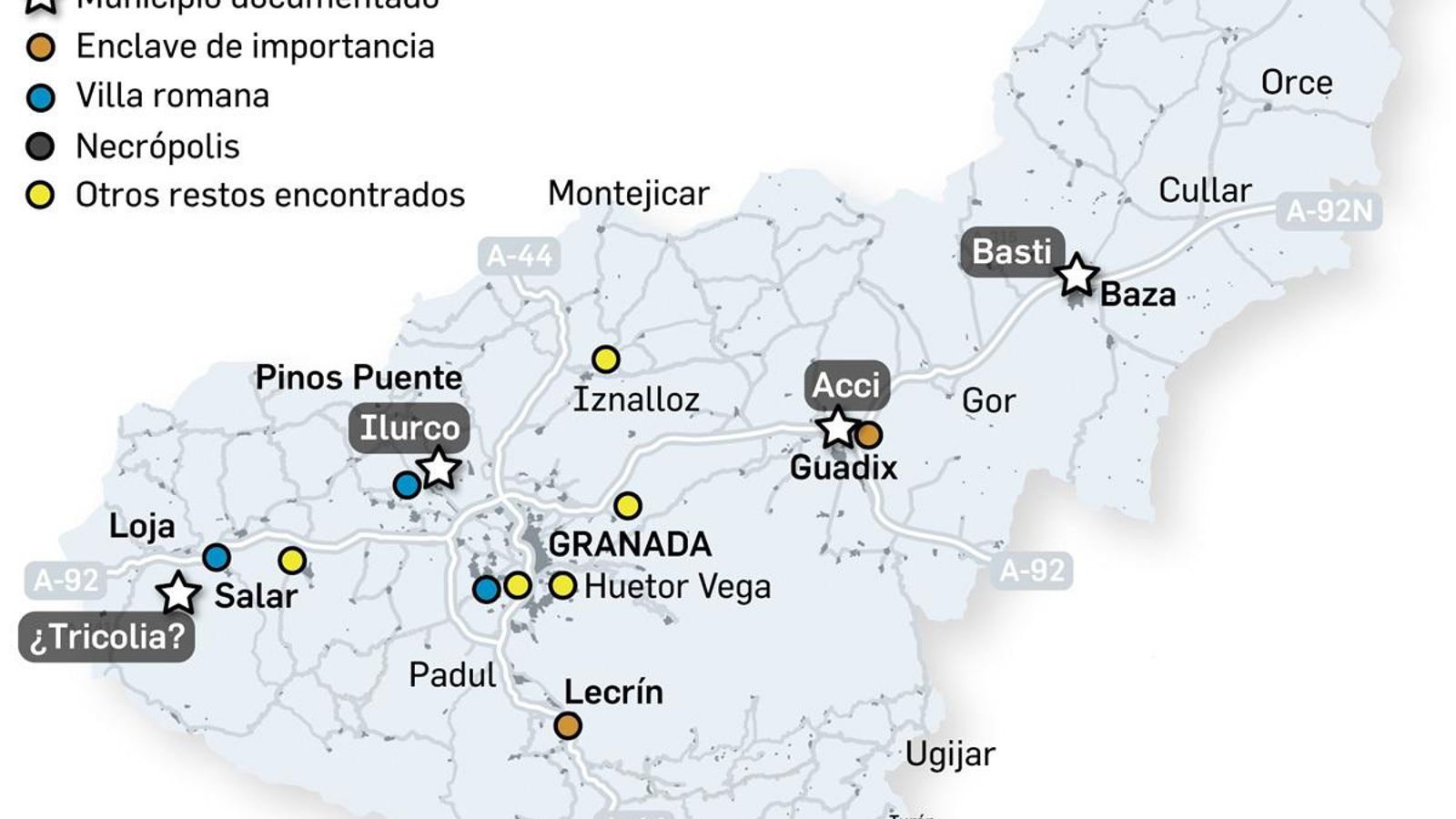 Mapa de la provincia con vestigios romanos Mapa de la provincia con vestigios romanos