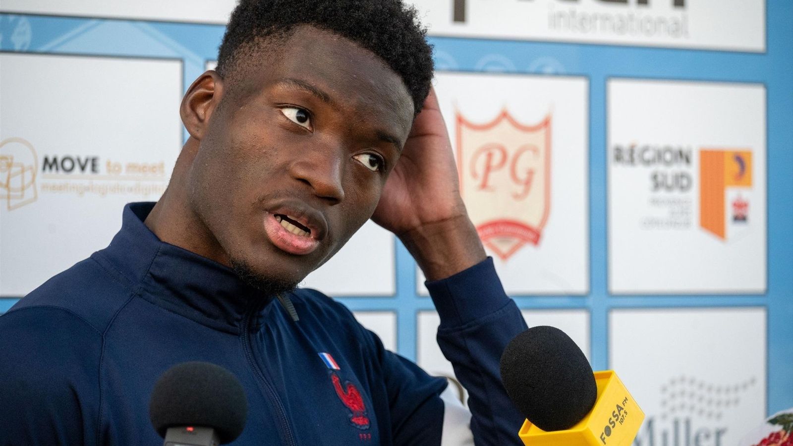 Lucien Agoumé, en una concentración con la selección sub 21 francesa.