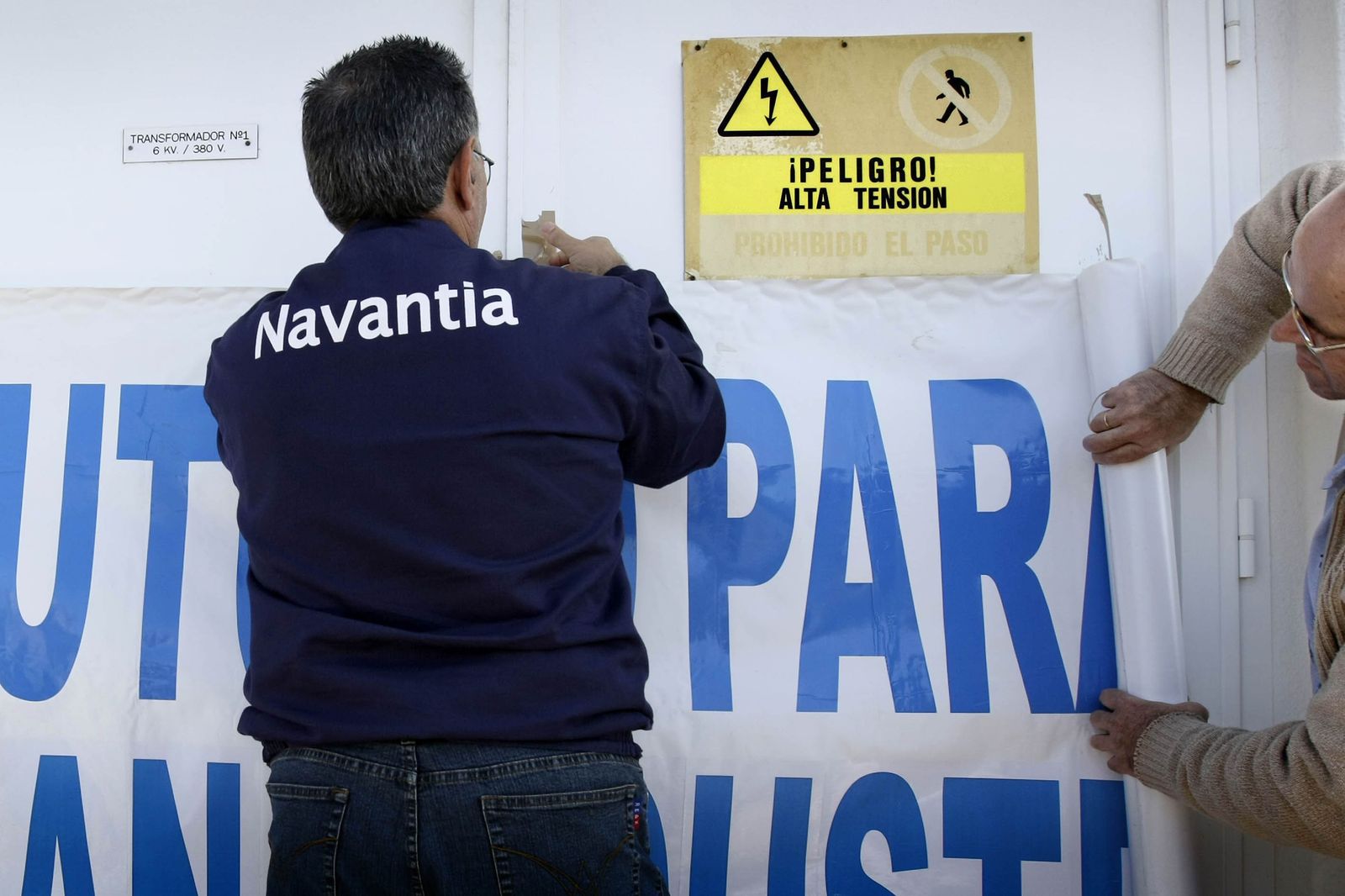Empleados de Navantia en la Bahía, durante una protesta en una imagen de archivo.
