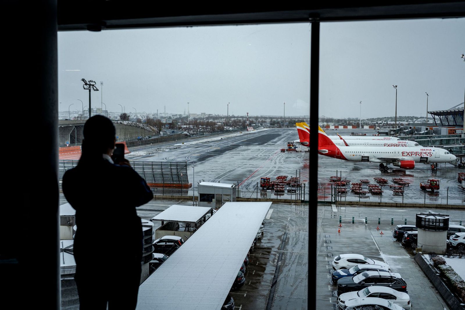 Imágenes de la nevada que ha dejado la borrasca Kristin en Madrid capital