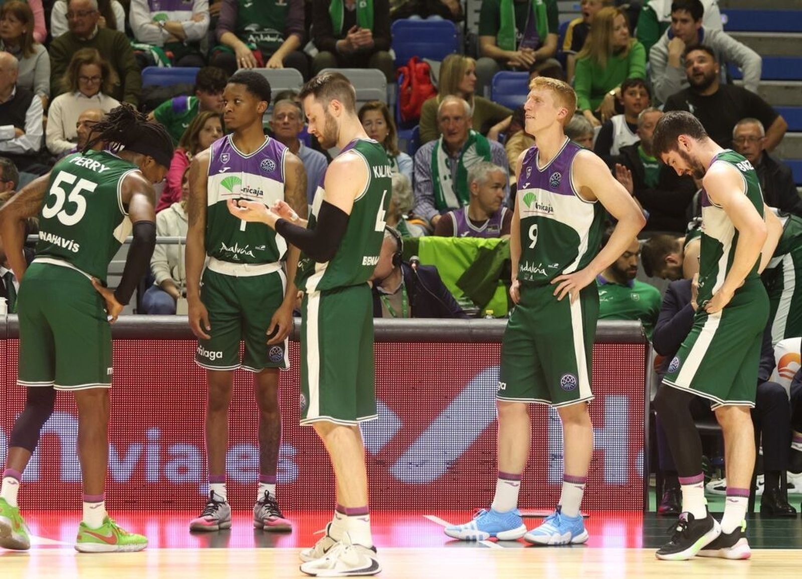 El Unicaja, durante el partido de este martes