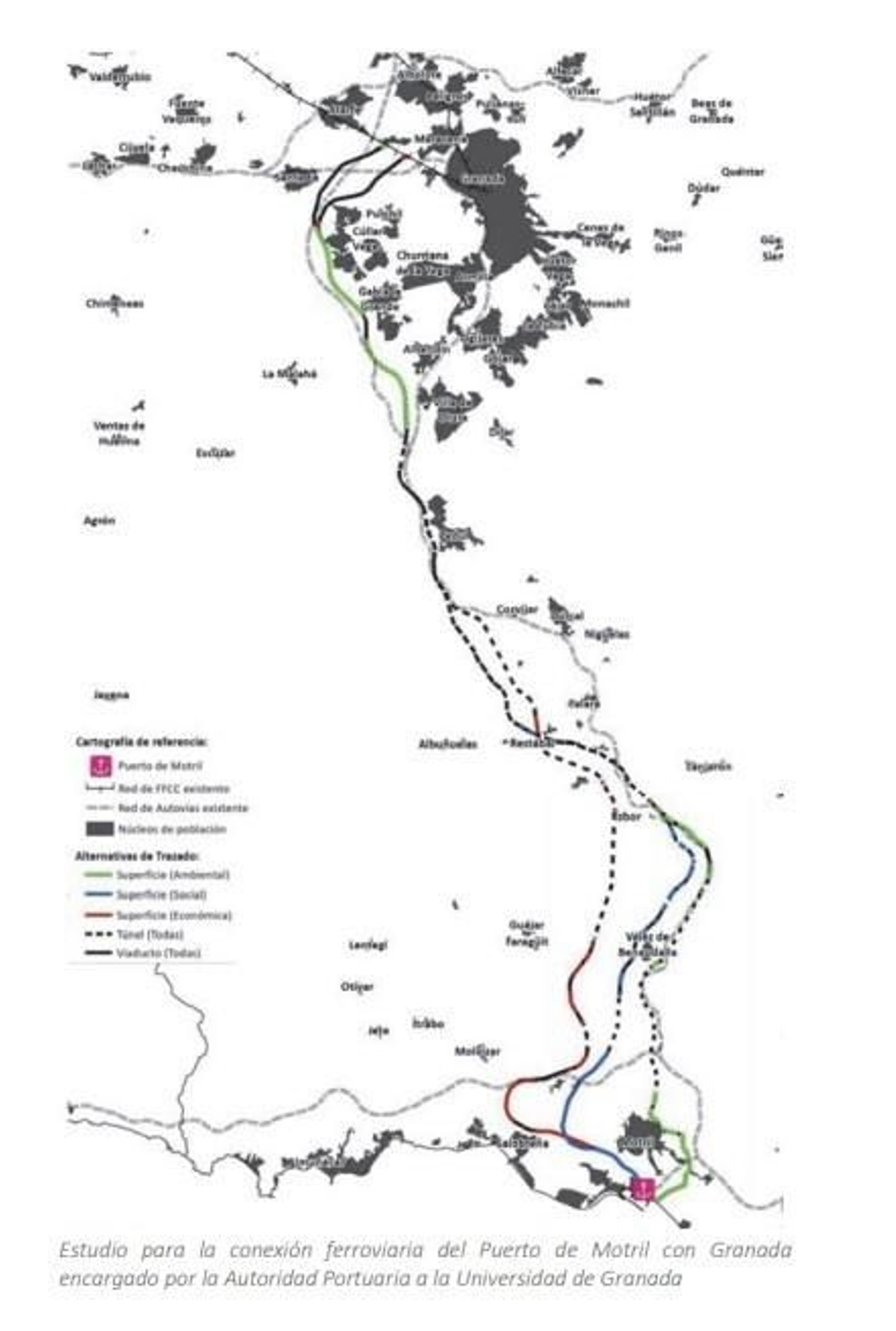 Proyecto del tren a Motril y los diferentes trazados posibles.