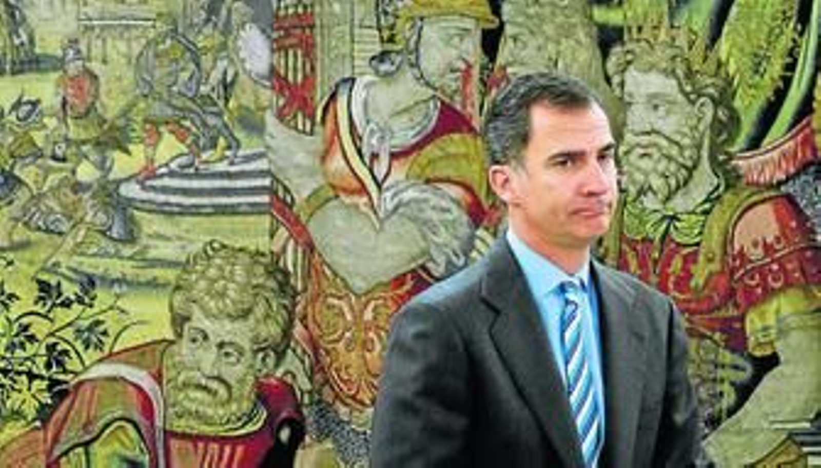 Don Felipe, ayer en el Palacio de la Zarzuela antes de reunirse con el portavoz de Democràcia i Llibertat, Francesc Homs.