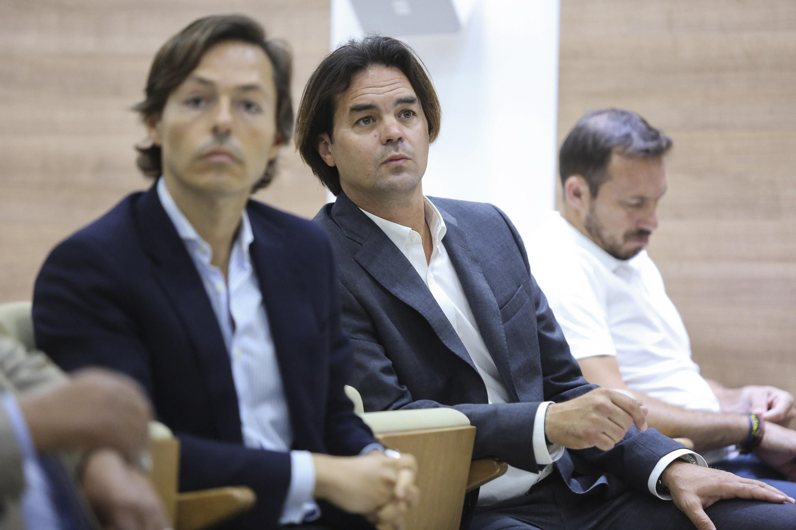 Manu Sánchez, durante la presentación en el Málaga de Caminero.