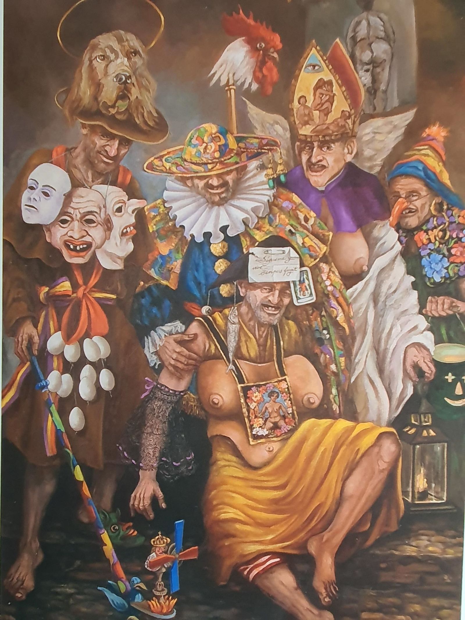 Máscaras borrachas, cuadro de Enrique Padial.