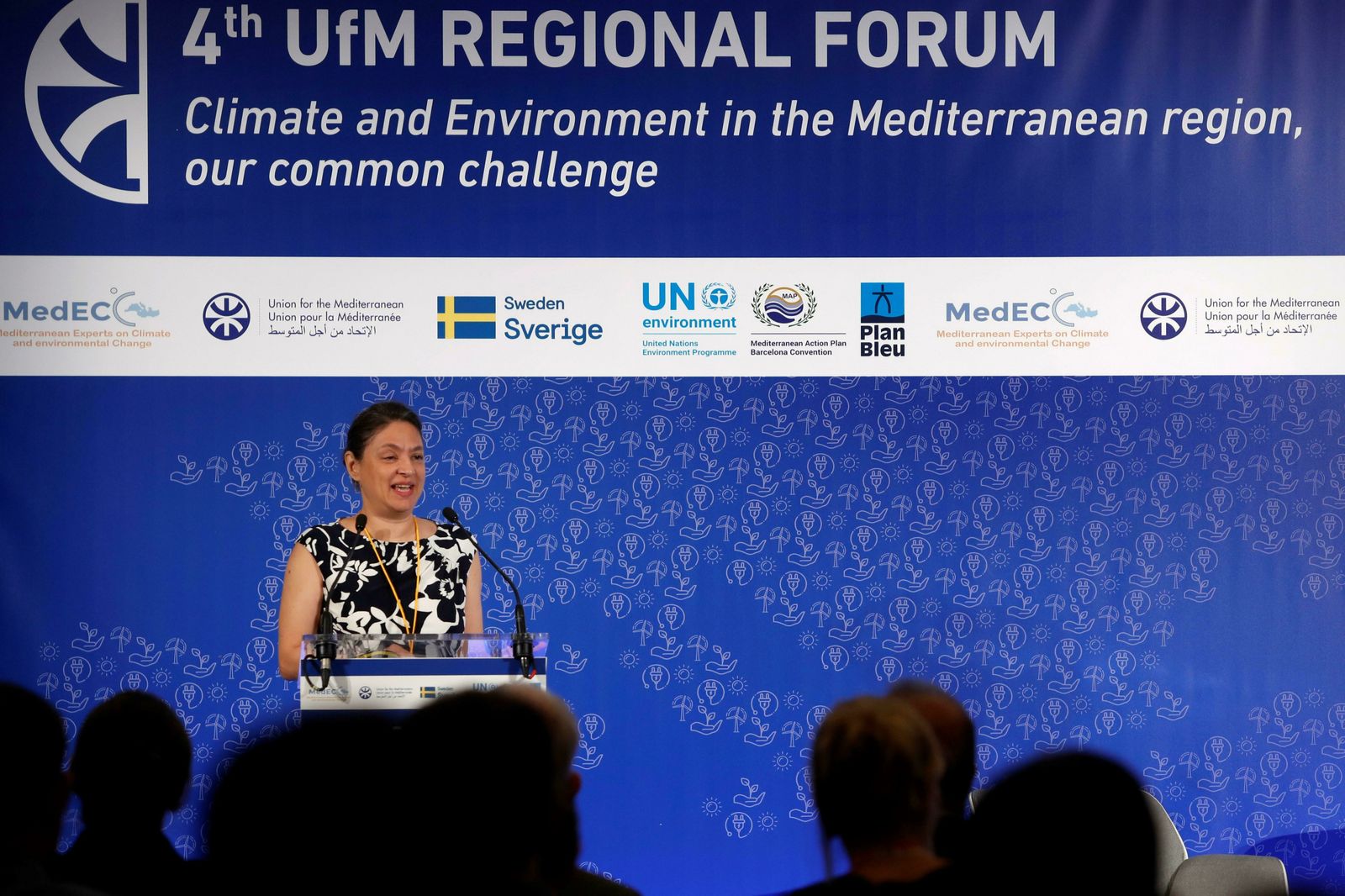 La doctora tunecina Semia Cherif, durante la conferencia sobre el cambio climático en el Cuarto Foro Regional de la Unión del Mediterráneo.