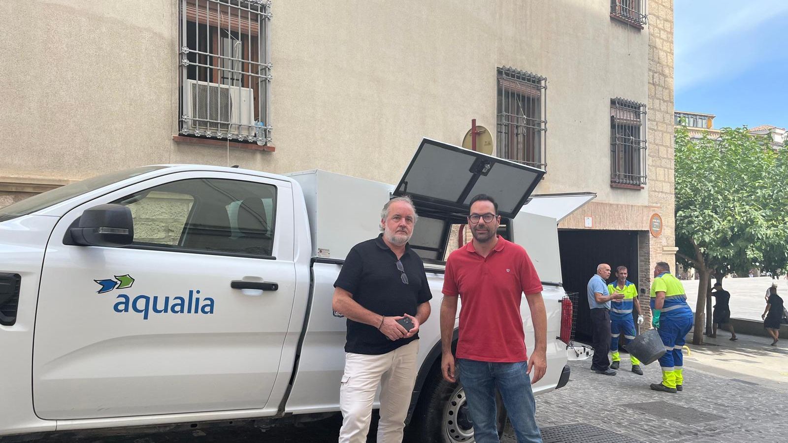 El concejal Paco Lechuga y nuevo gerente Aqualia Jaén.