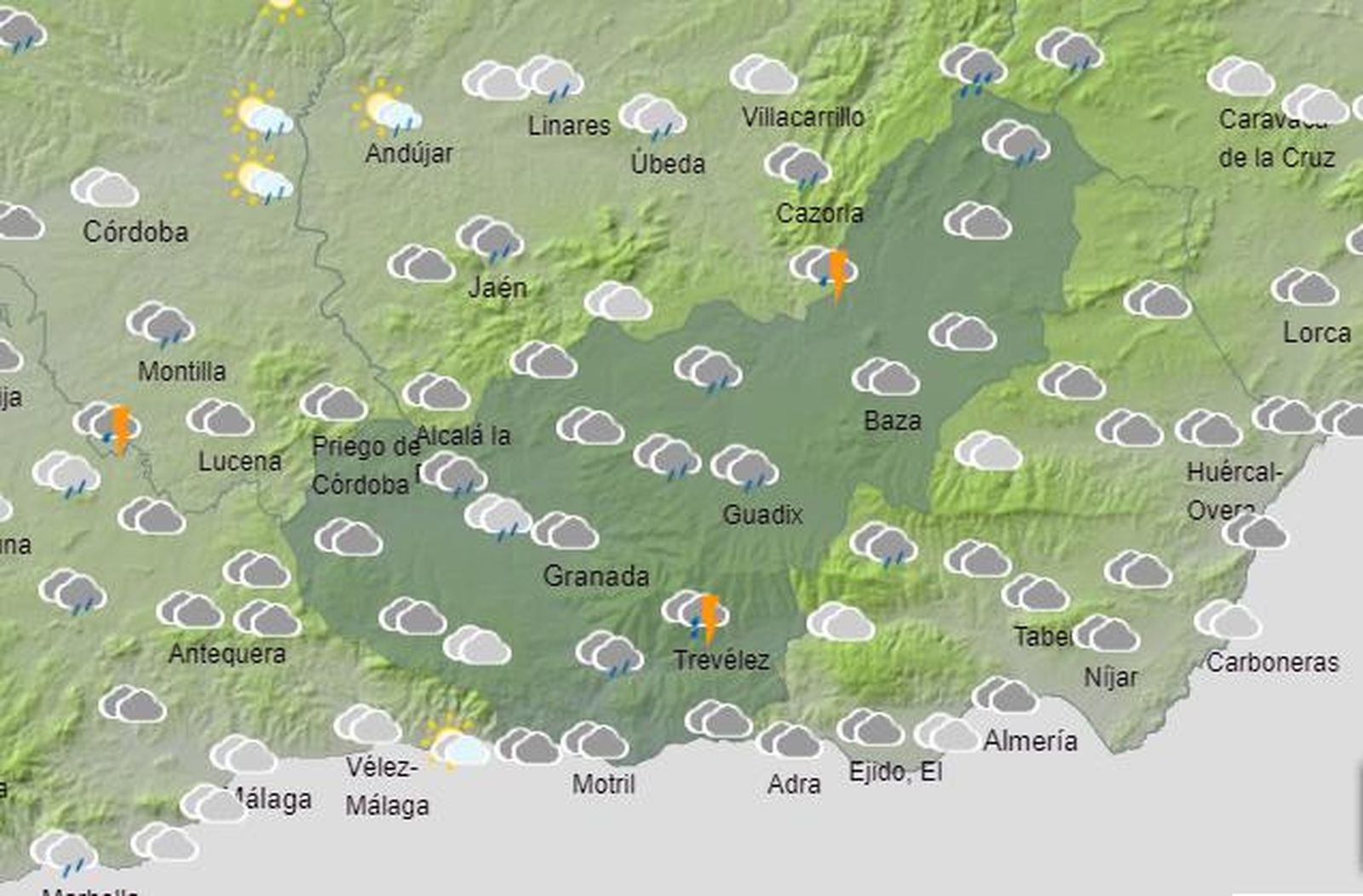 Tiempo en Granada | Bajan las temperaturas y continúa la lluvia