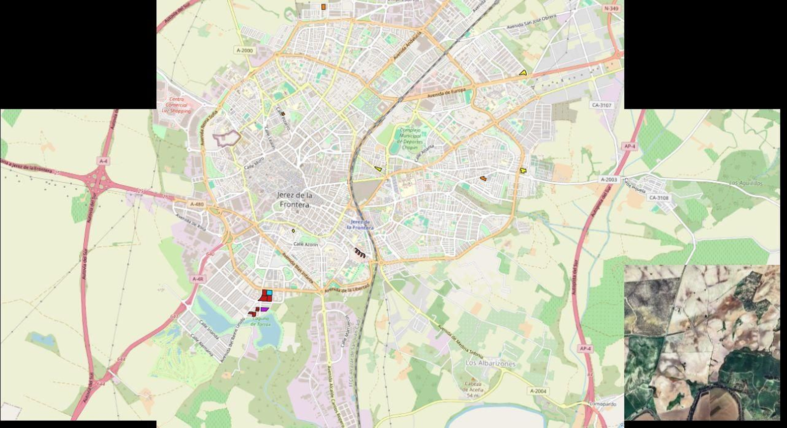 Imagen del plano con la oferta de suelo para construir en Jerez vivienda protegida