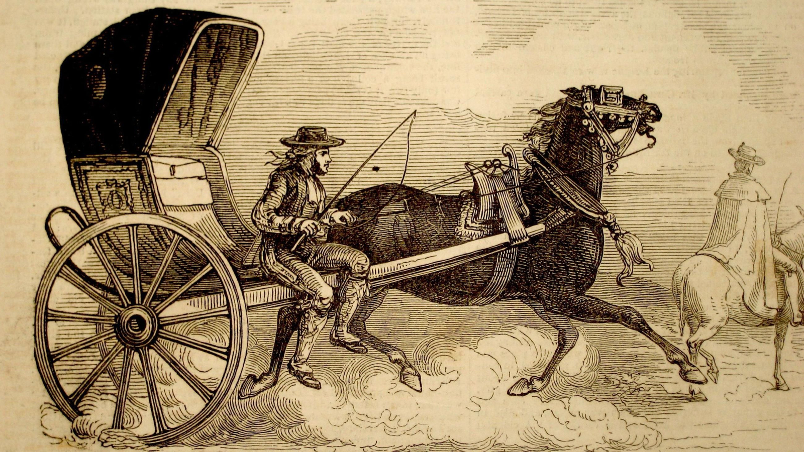 La calesa, habitual transporte de los viajeros entre El Puerto y Jerez, 1847.