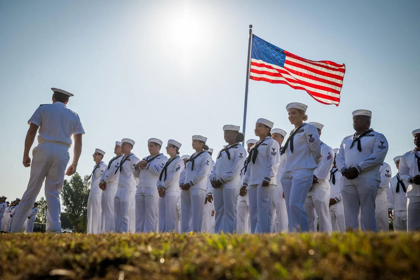 Marineros de EEUU en un acto en la Base naval de Rota.