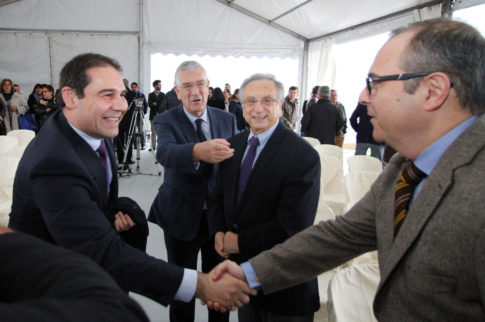 Imágenes de la colocación de la primera piedra de la planta de ElPozo en Jabugo.