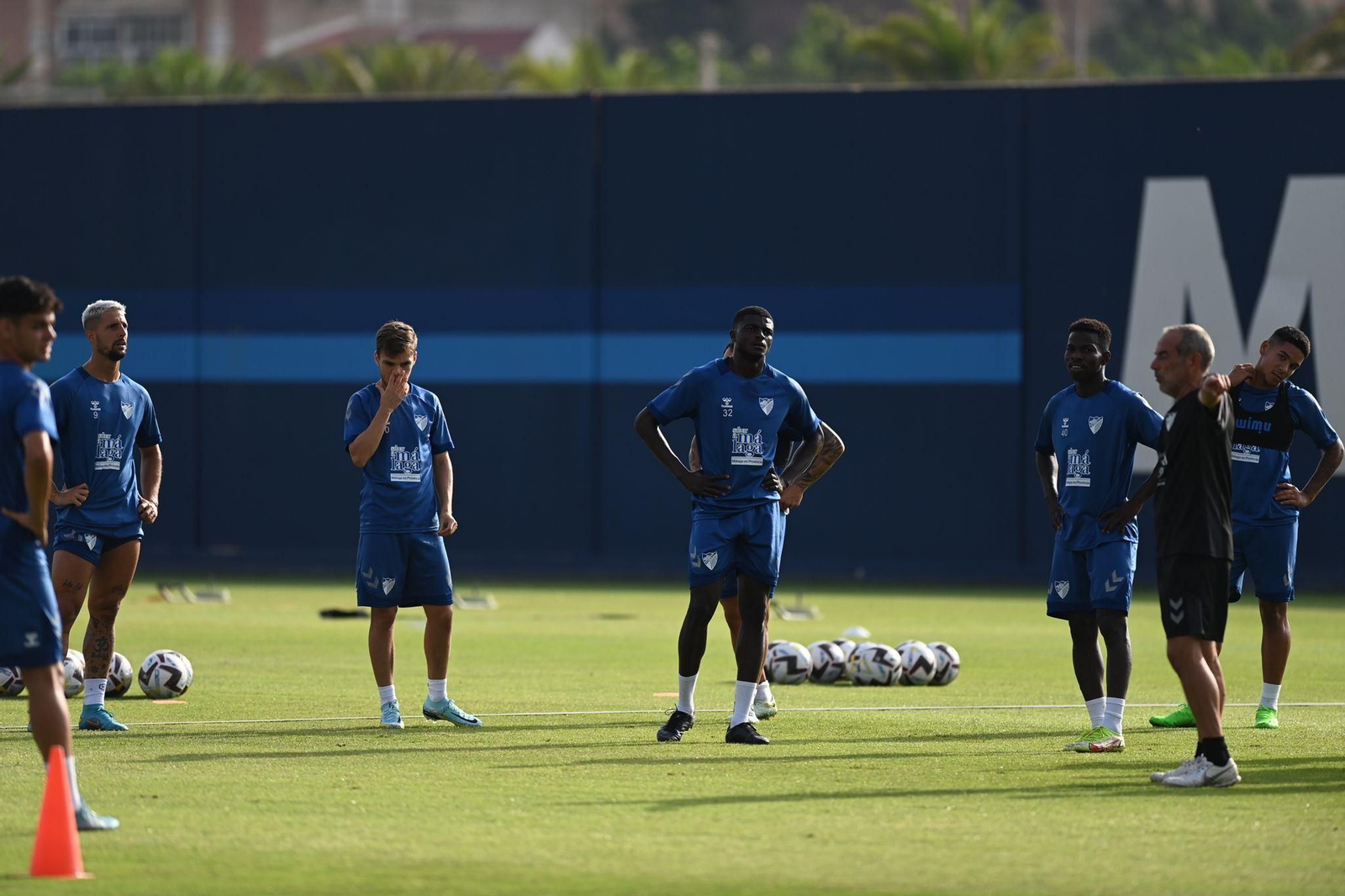 Los blanquiazules, durante el entrenamiento del martes.