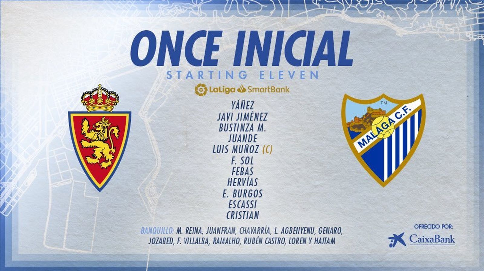 Alineaciones del Real Zaragoza - Málaga CF: Rubén Castro, suplente