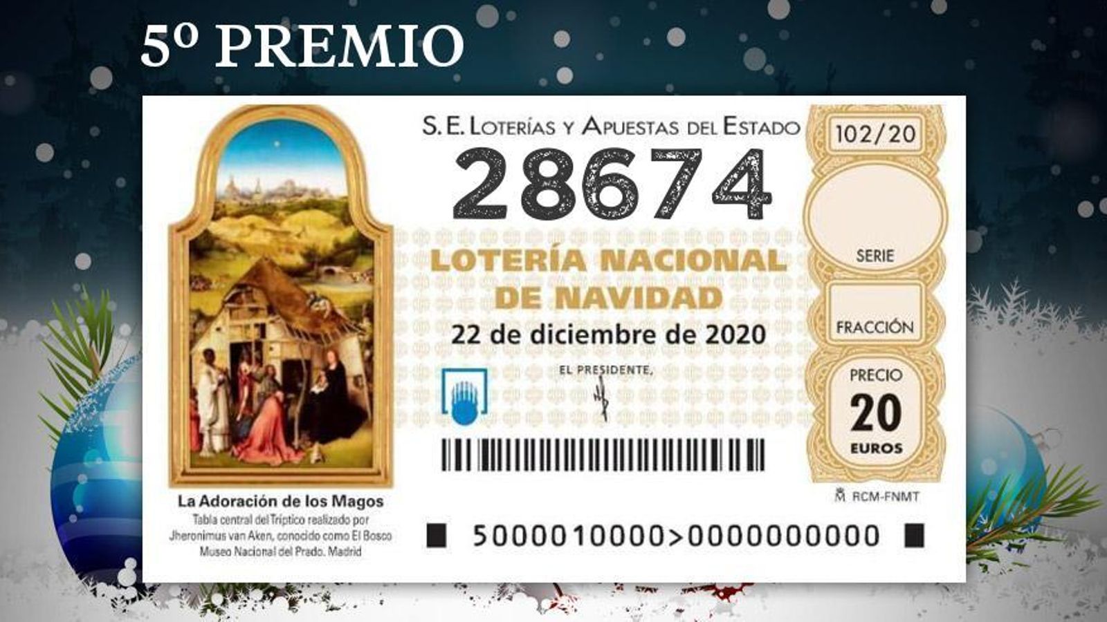 Los quintos premios de la Lotería de Navidad 2020
