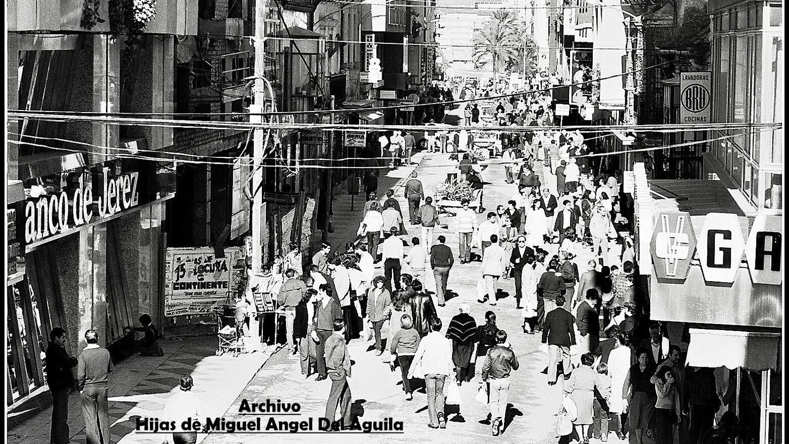 La calle Ancha peatonal en 1980, con macetones pero sin arreglar. La calle Ancha peatonal en 1980, con macetones pero sin arreglar.