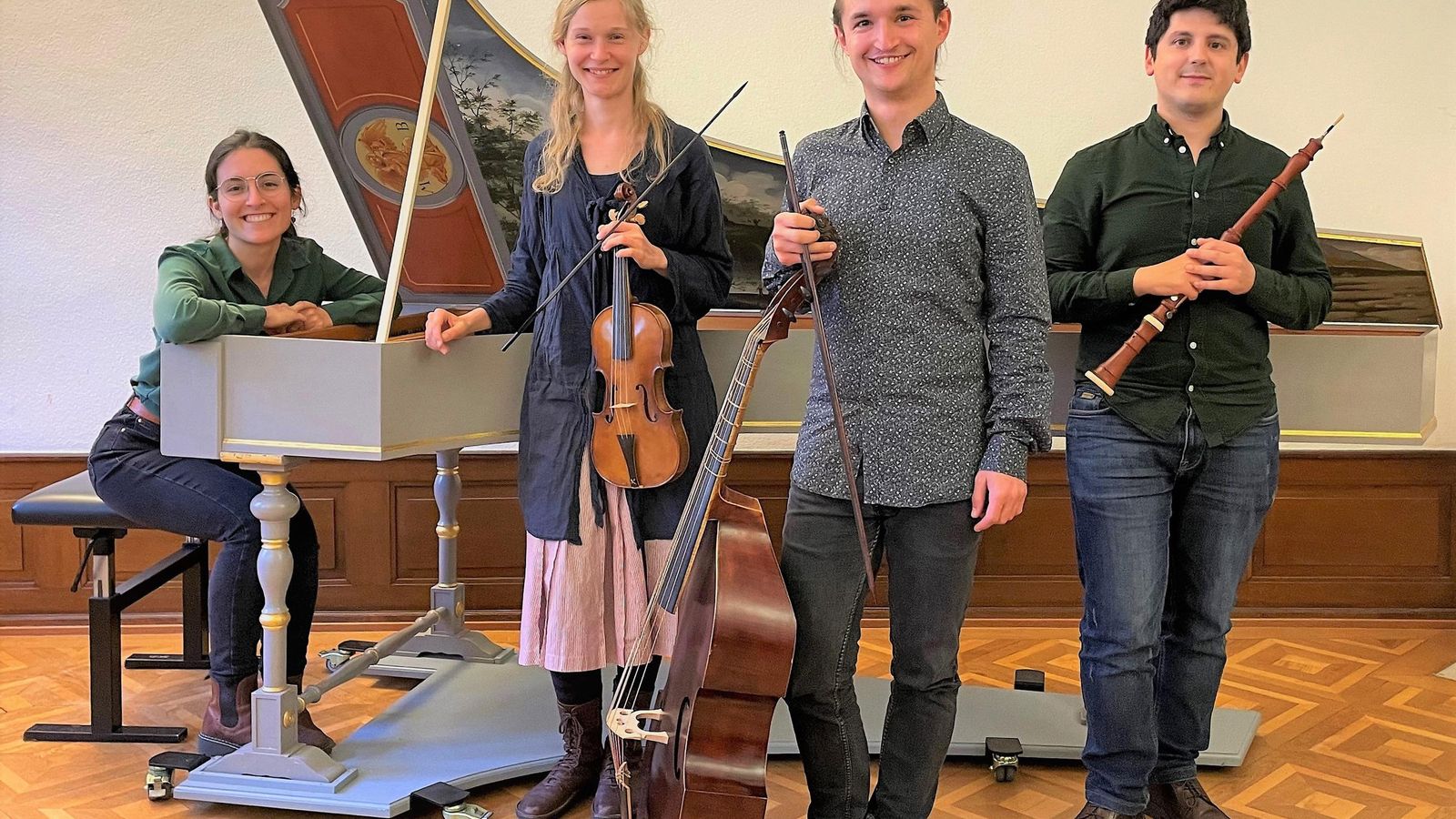 Con el conjunto Flor Galante: Irene González, Lena Rademann, Martin Jantzen y José Manuel Cuadrado.