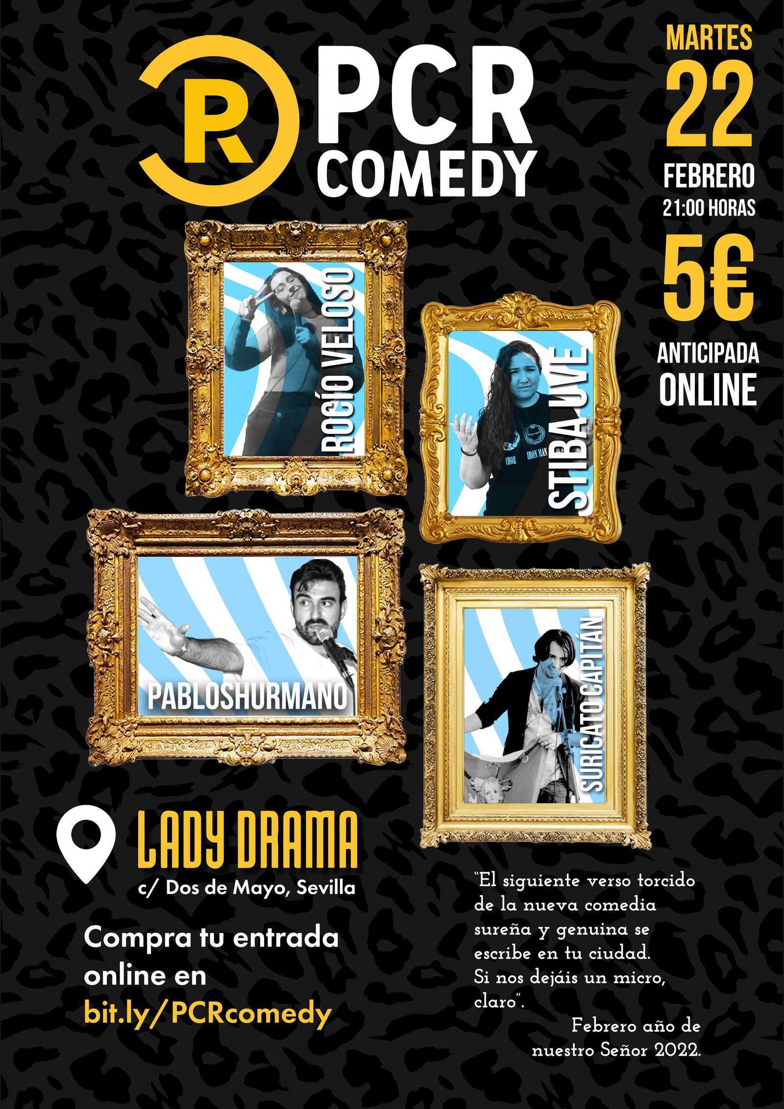 Cartel del PCR Comedy del mes de febrero.