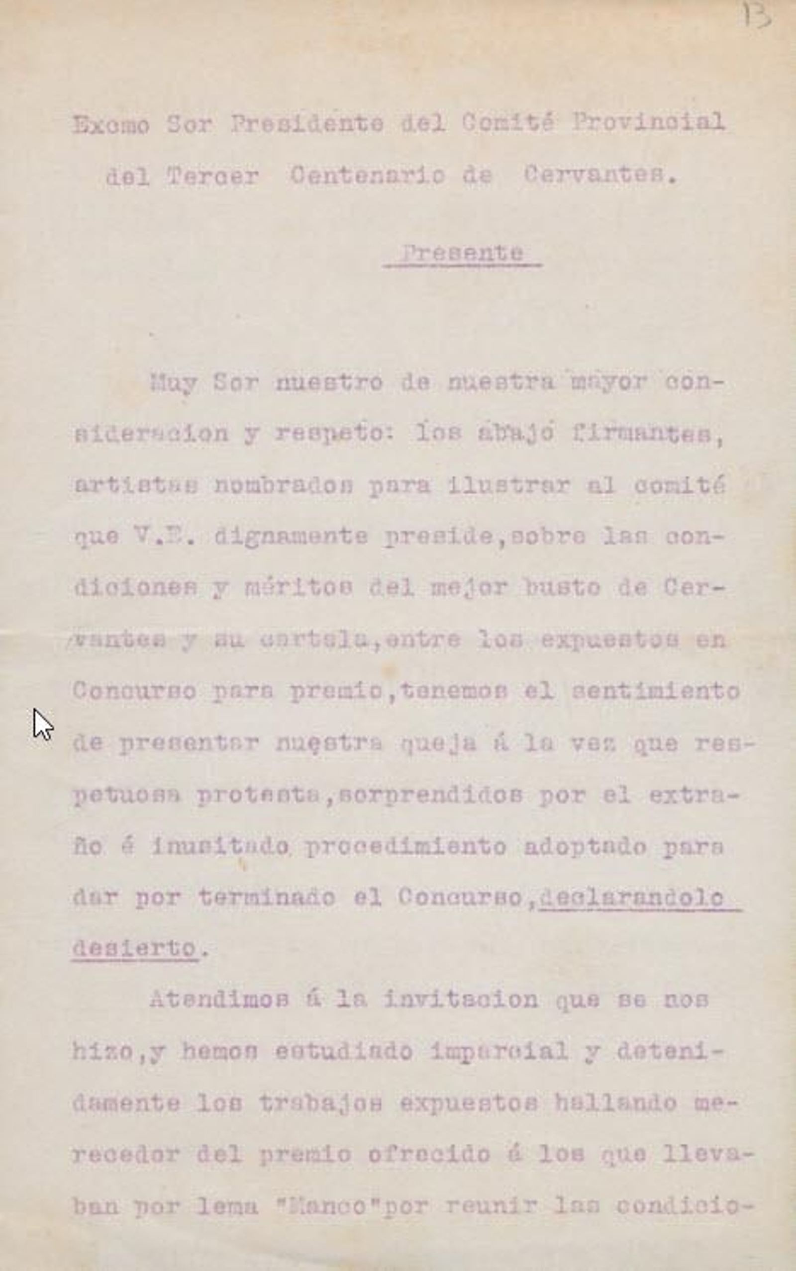 Carta de protesta enviada por Bacarisas y López.