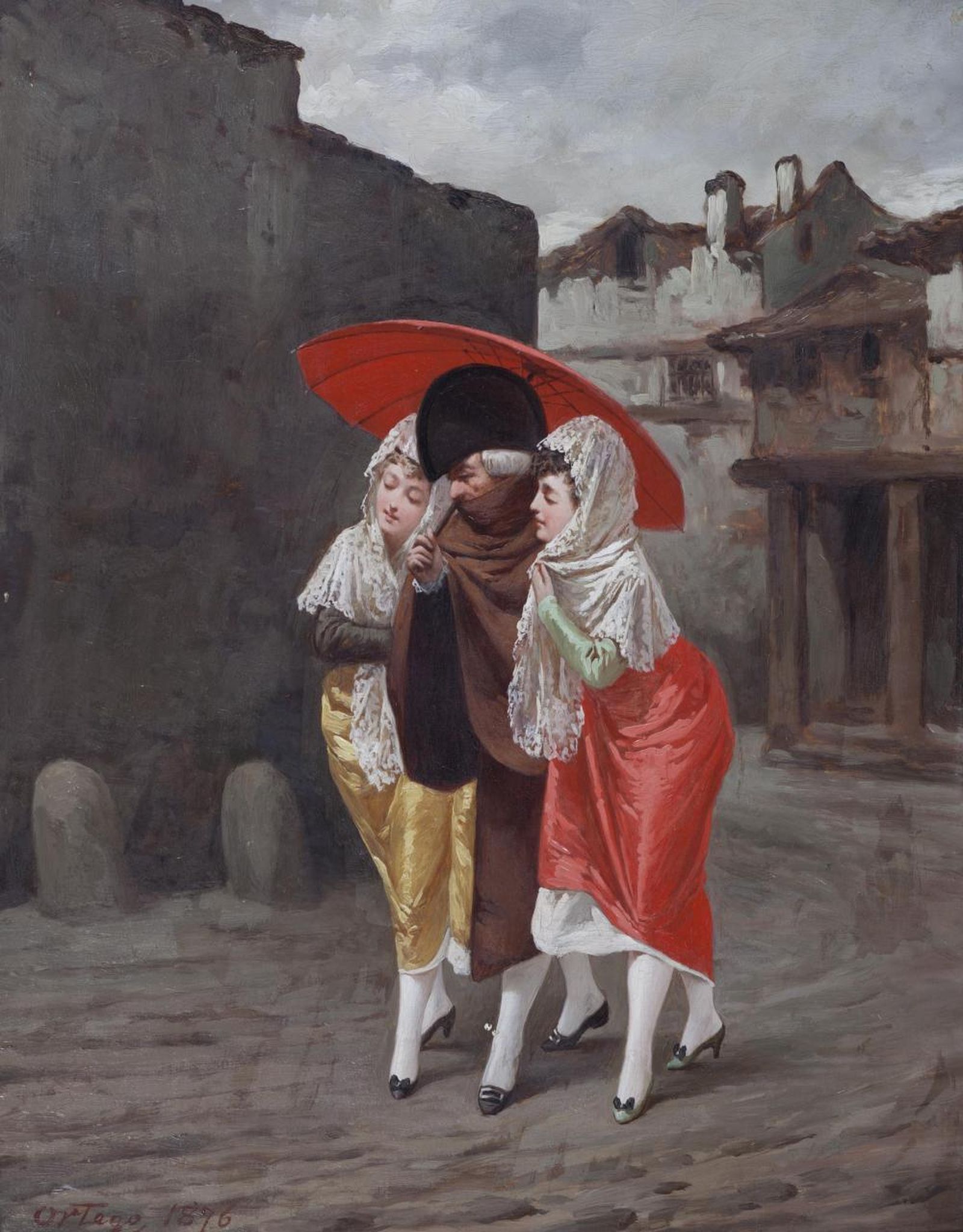 'Mujeres paseando', de Francisco Javier Ortego y Vereda (1833-1881), una de las obras que salen a puja hoy en la subasta de Isbilya.