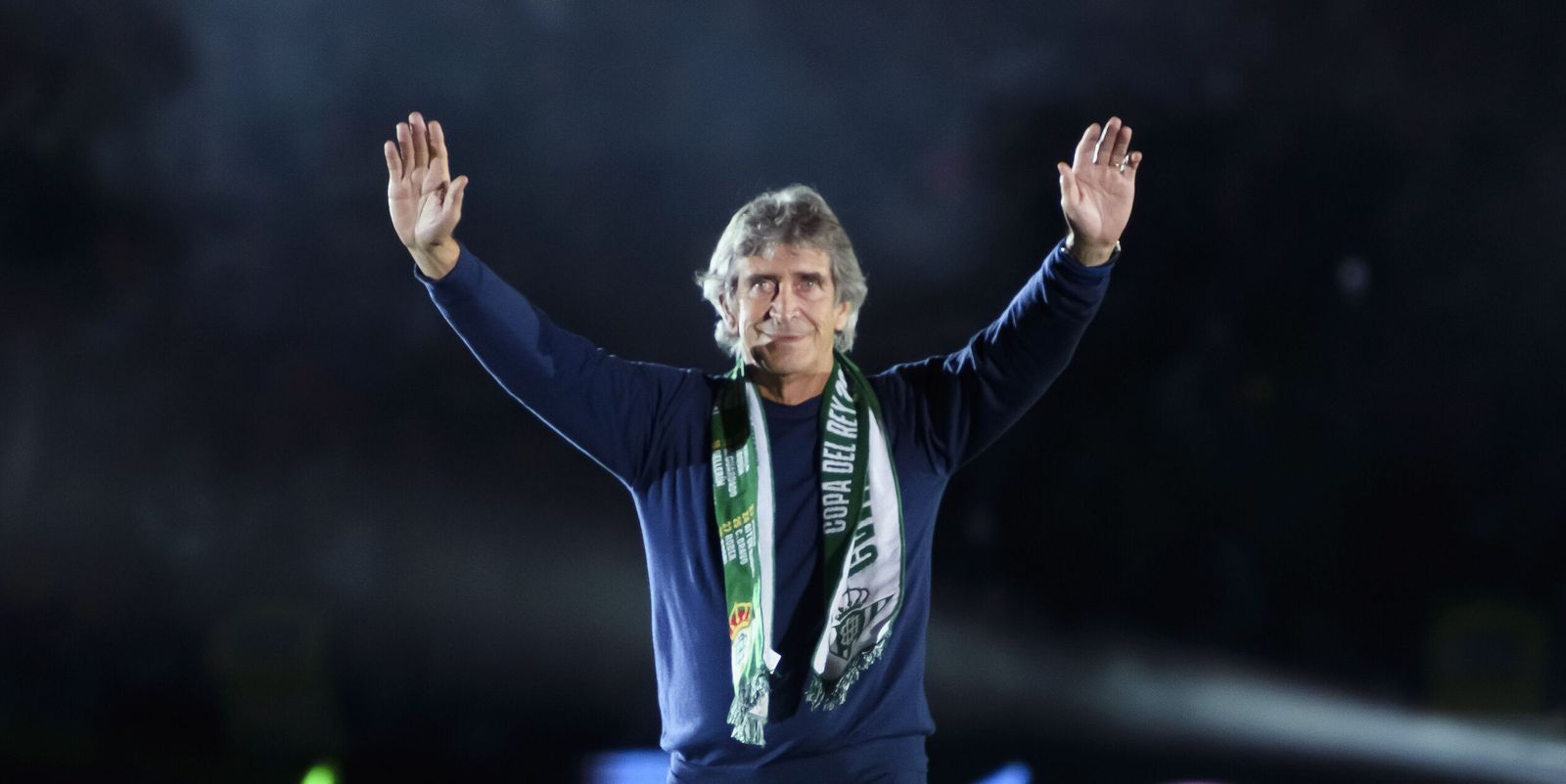 Pellegrini, en la celebración del título de Copa en el Benito Villamarín.