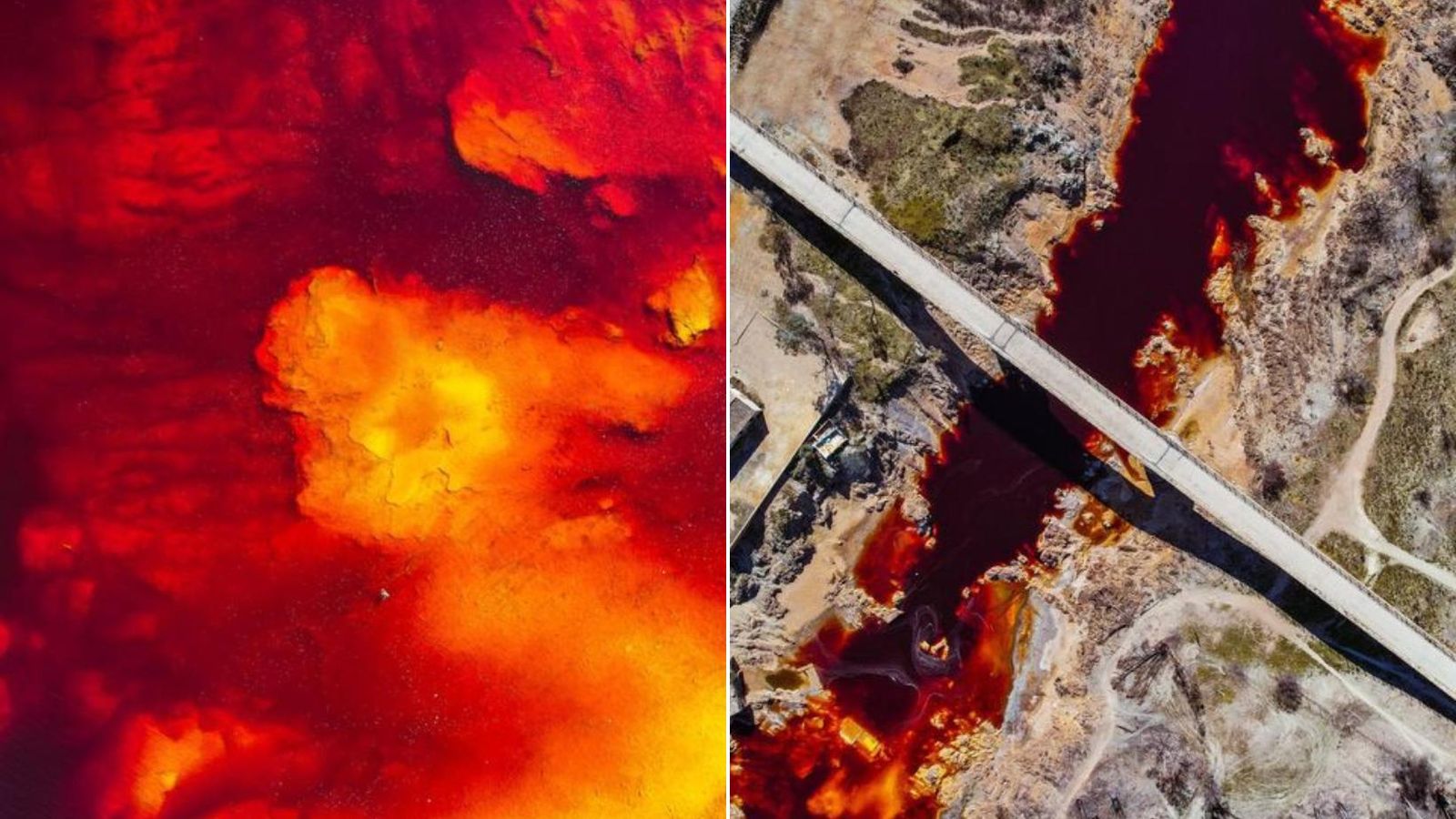 Imágenes del Río Tinto a su paso por el Puente Gadea, en Villarrasa