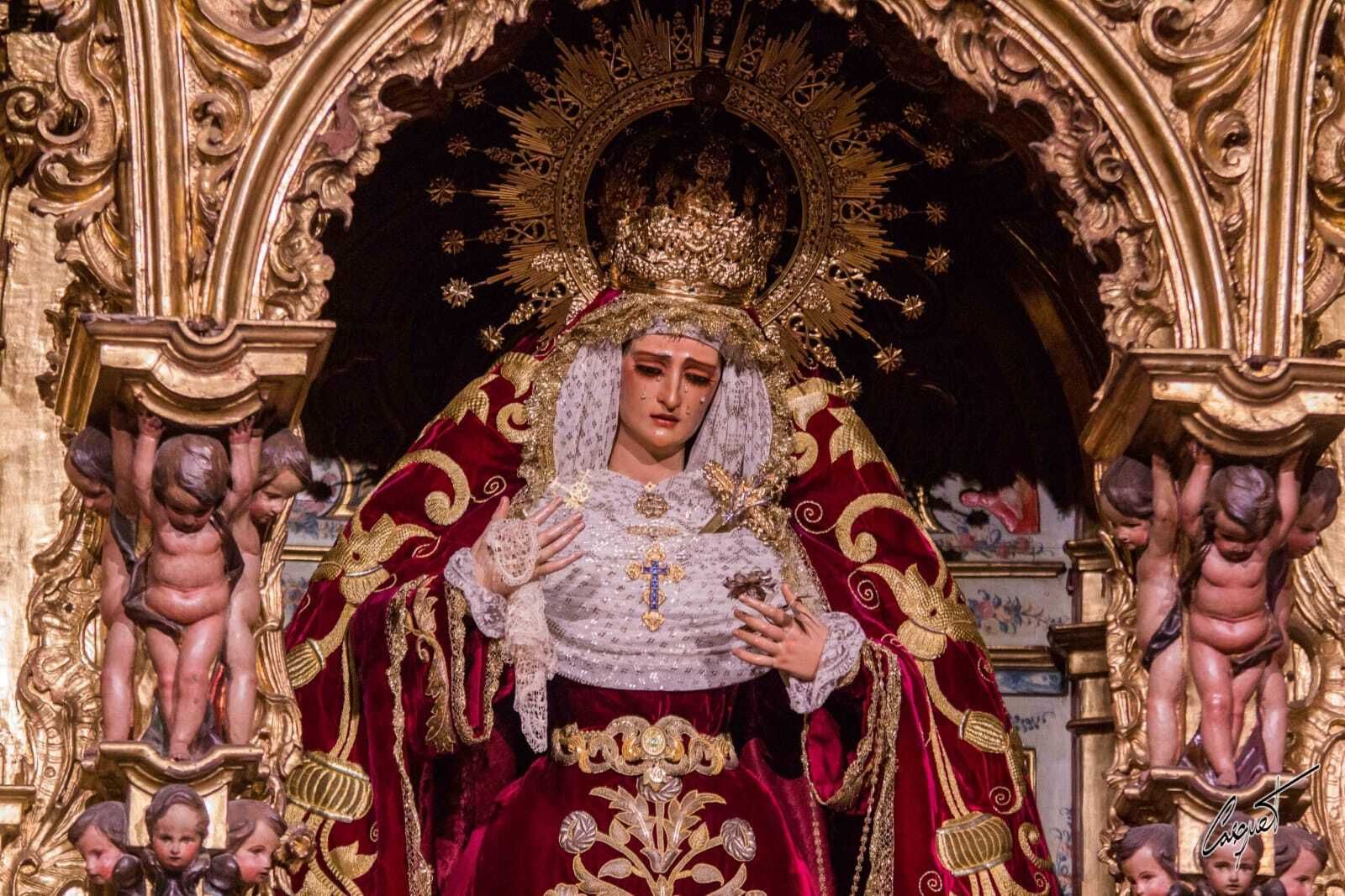 La Virgen de las Lágrimas en su ubicación provisional