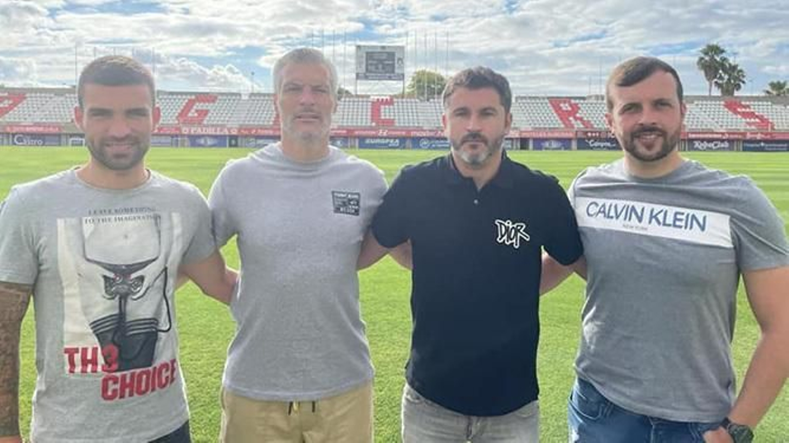 Pablo Gutiérrez, César Negredo, Iván Ania y Fabián Fernández, este lunes en el Nuevo Mirador.